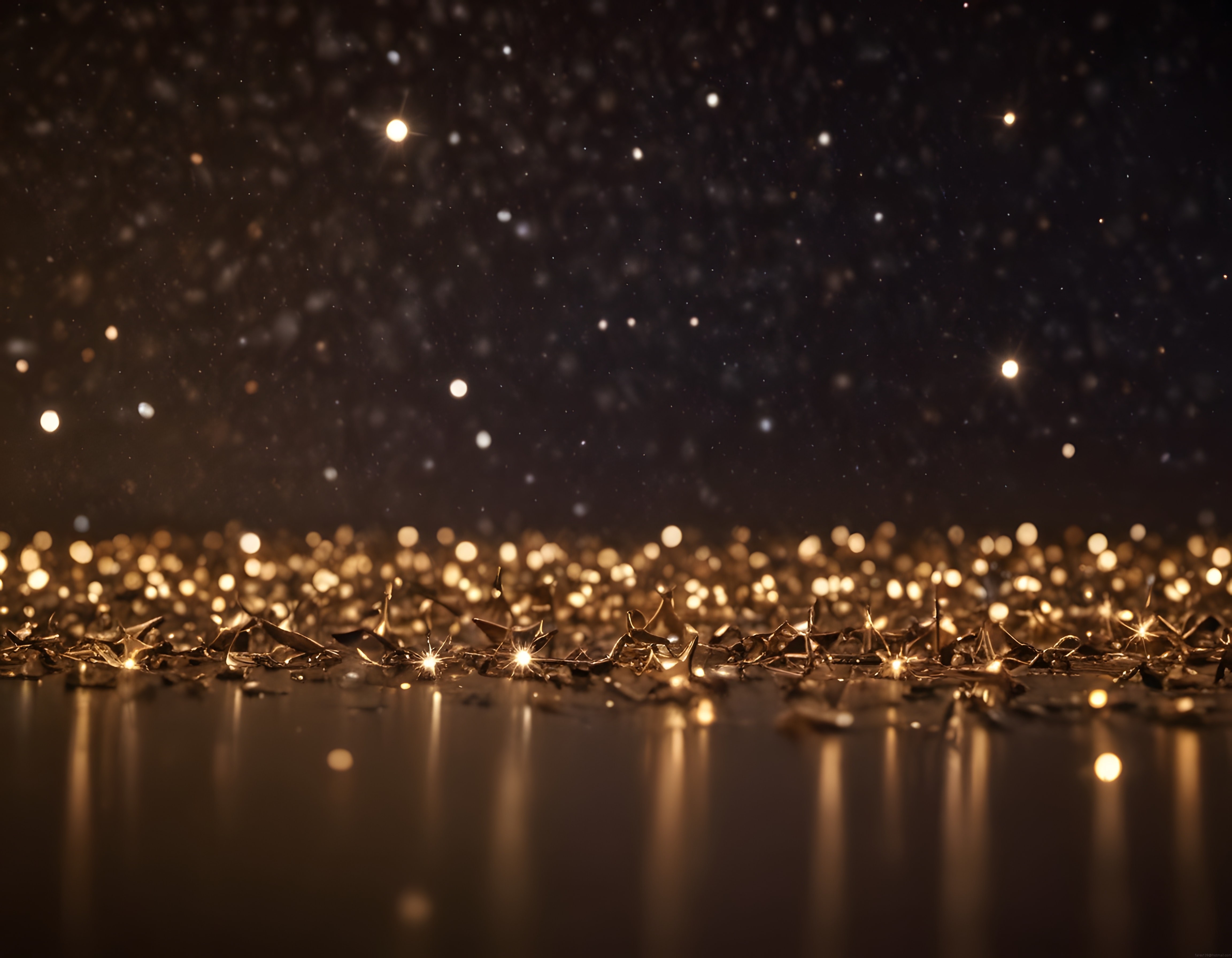 Sihirli Altın Yıldız Işıkları ve Bokeh Detaylı Lüks Arka Plan Görseli