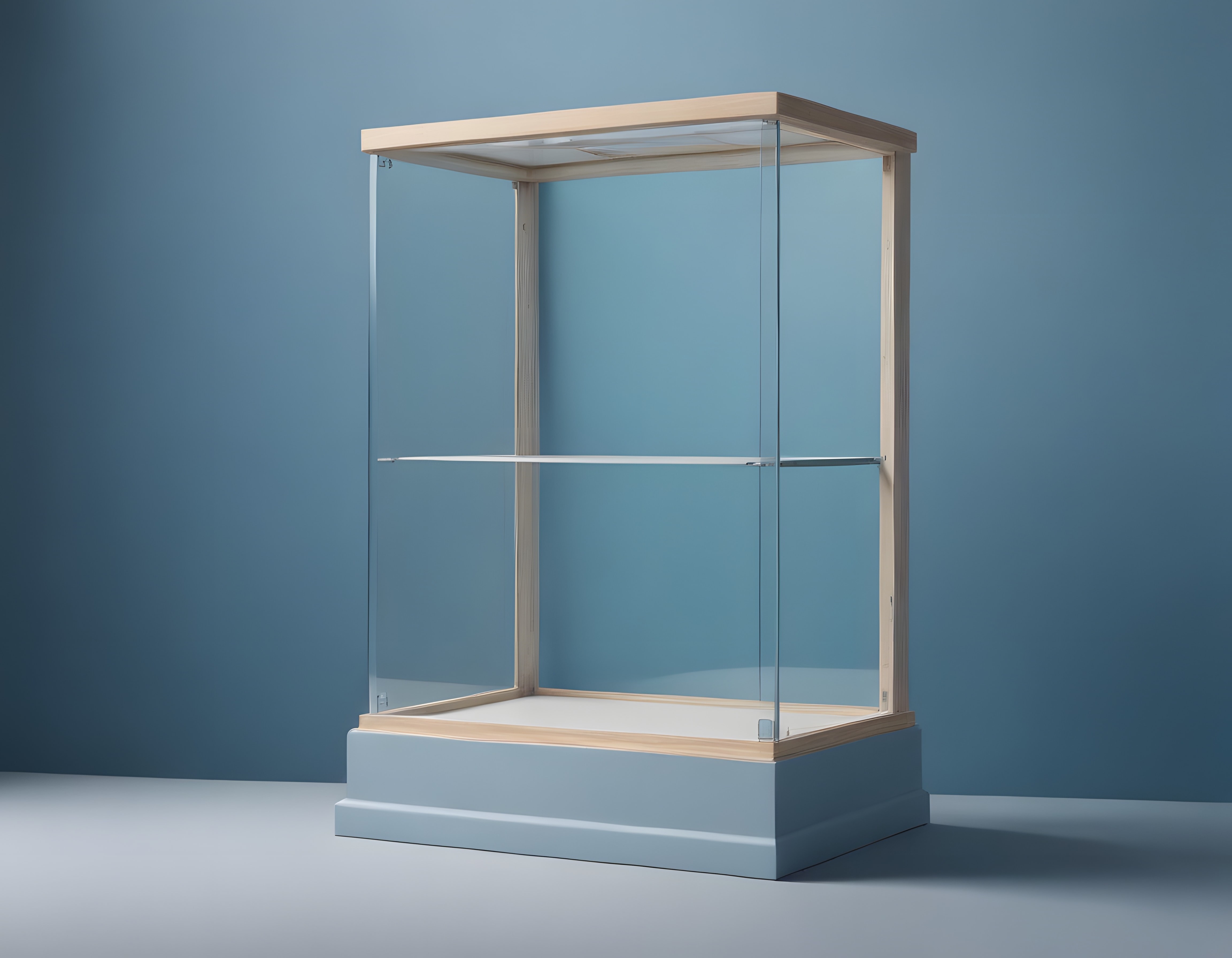 Şık Ahşap Detaylı Cam Müze Vitrini: Modern ve Minimalist Sergileme Çözümü