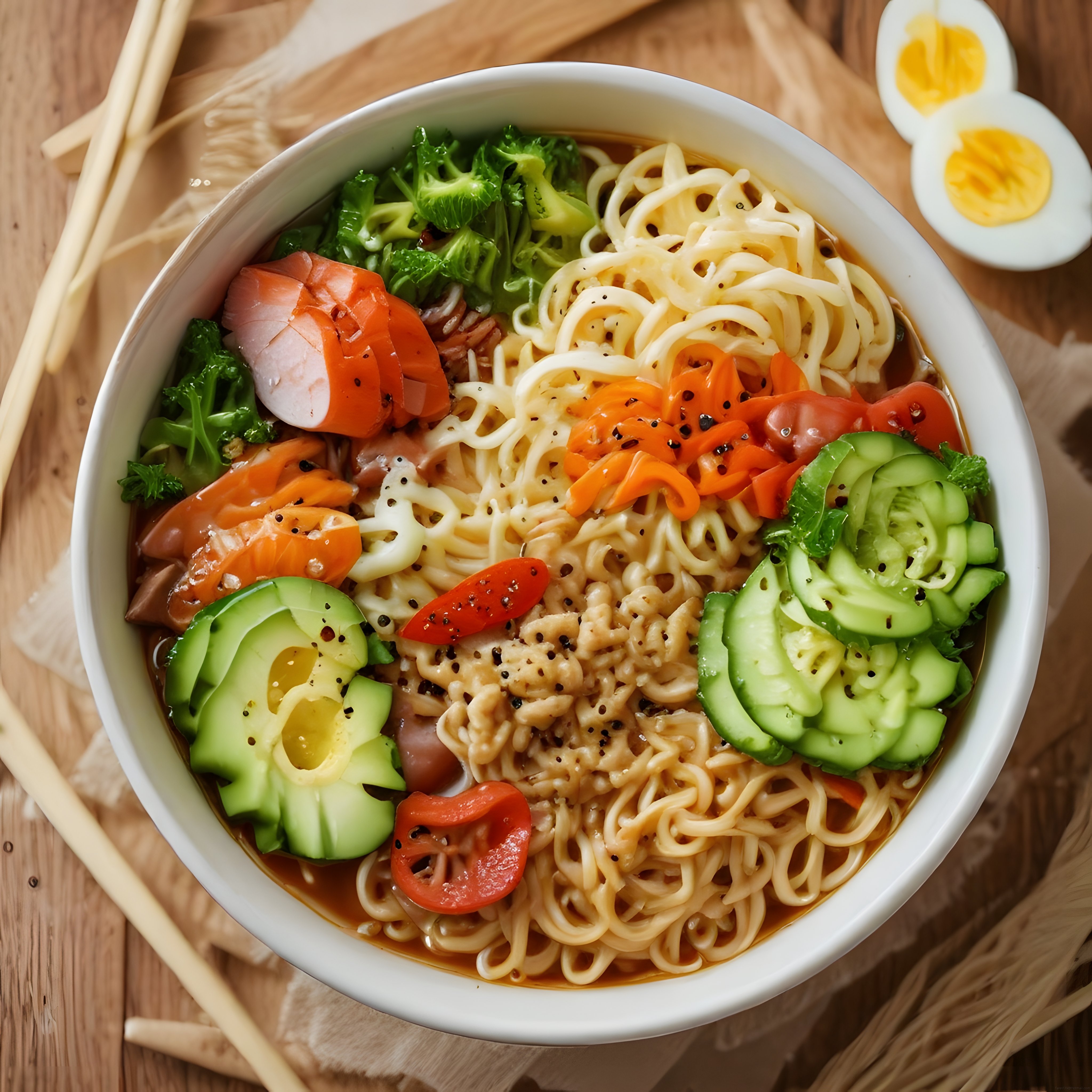 Şık Sunumlu Ev Yapımı Sebzeli Ramen: Sağlıklı ve Doyurucu Asya Lezzeti