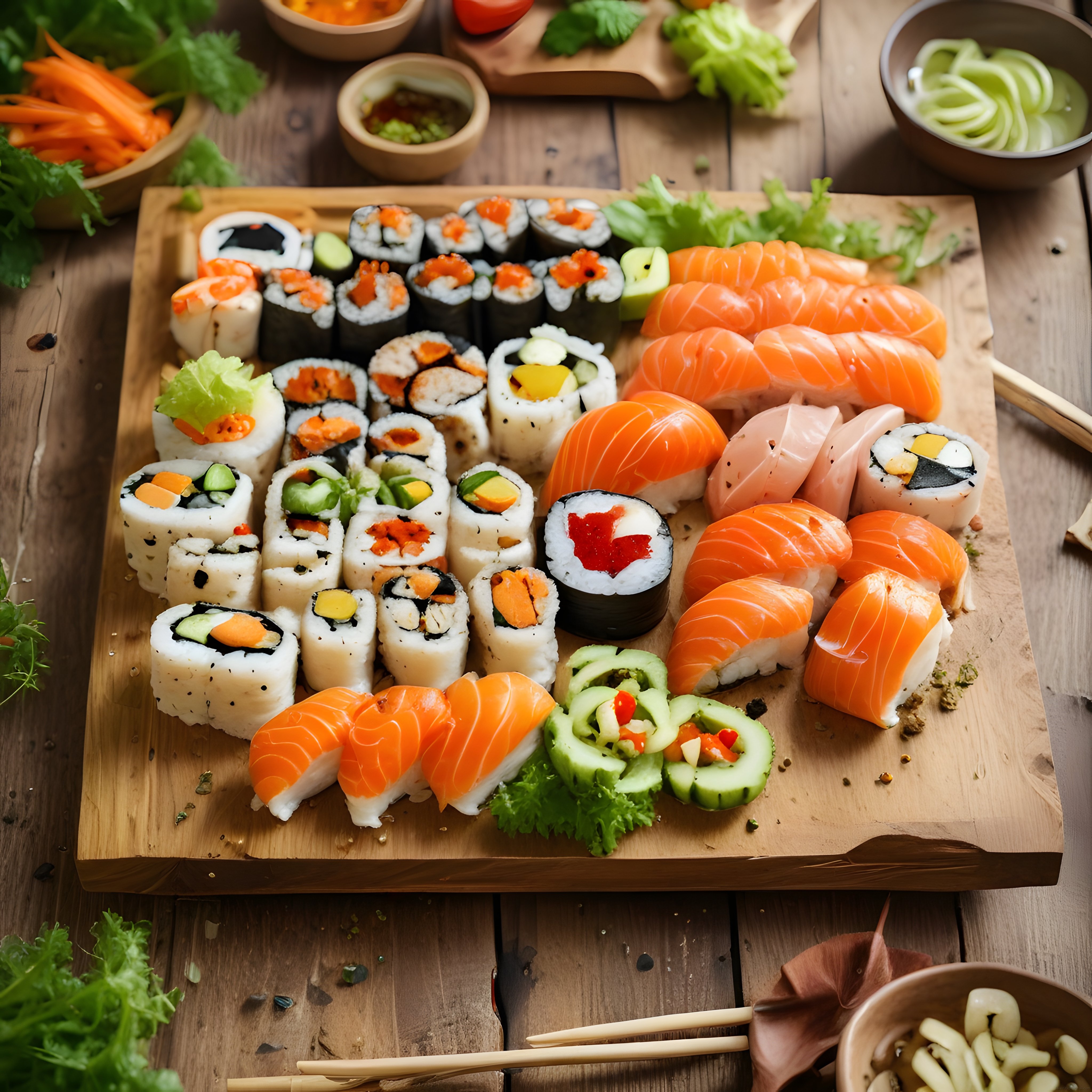 Şık Sunumlu Taze Sushi Çeşitleri: Nigiri, Maki ve Uramaki Lezzet Şöleni