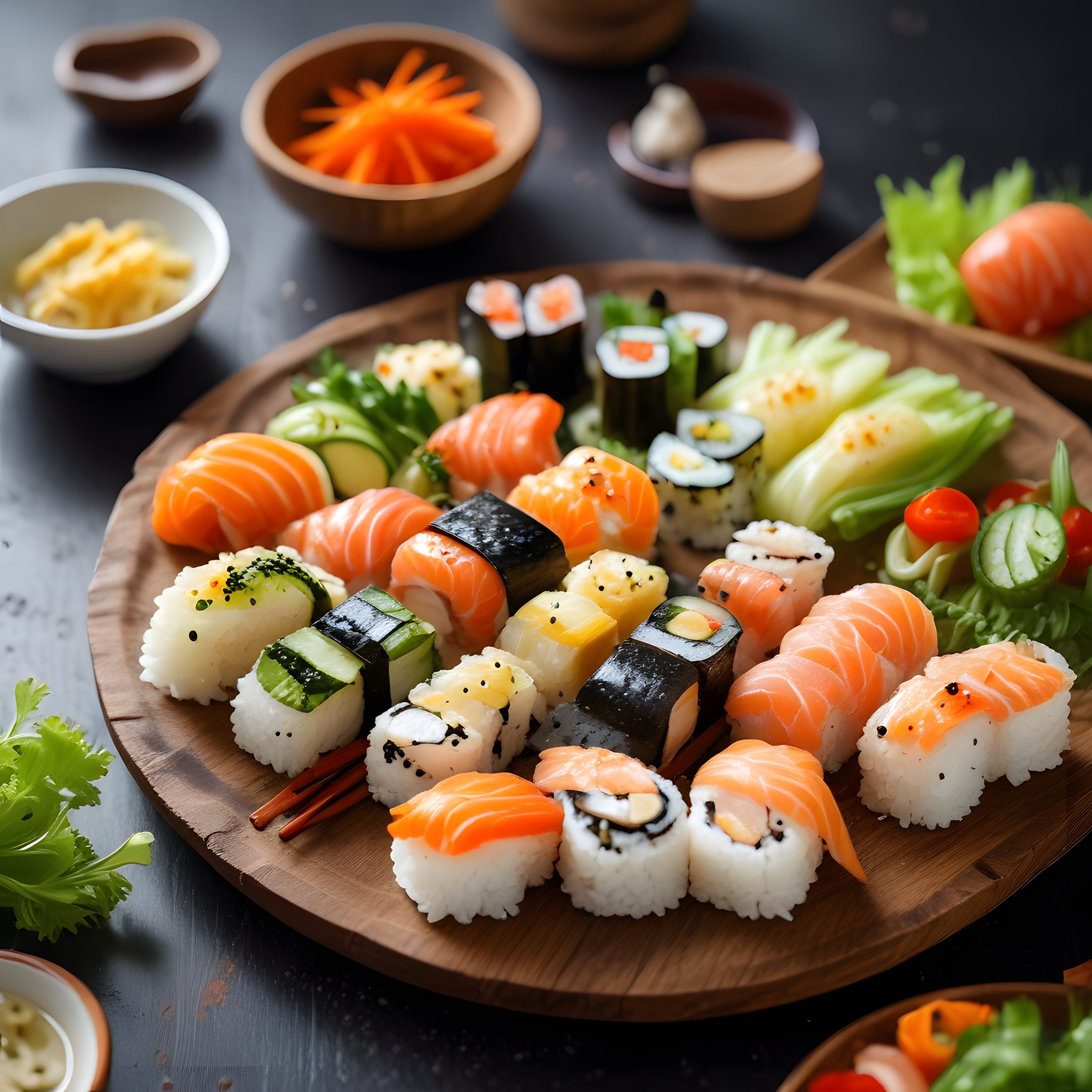 Şık Sunumlu Taze Sushi Tabuğu: Nigiri ve Rulo Çeşitleriyle Japon Lezzetleri