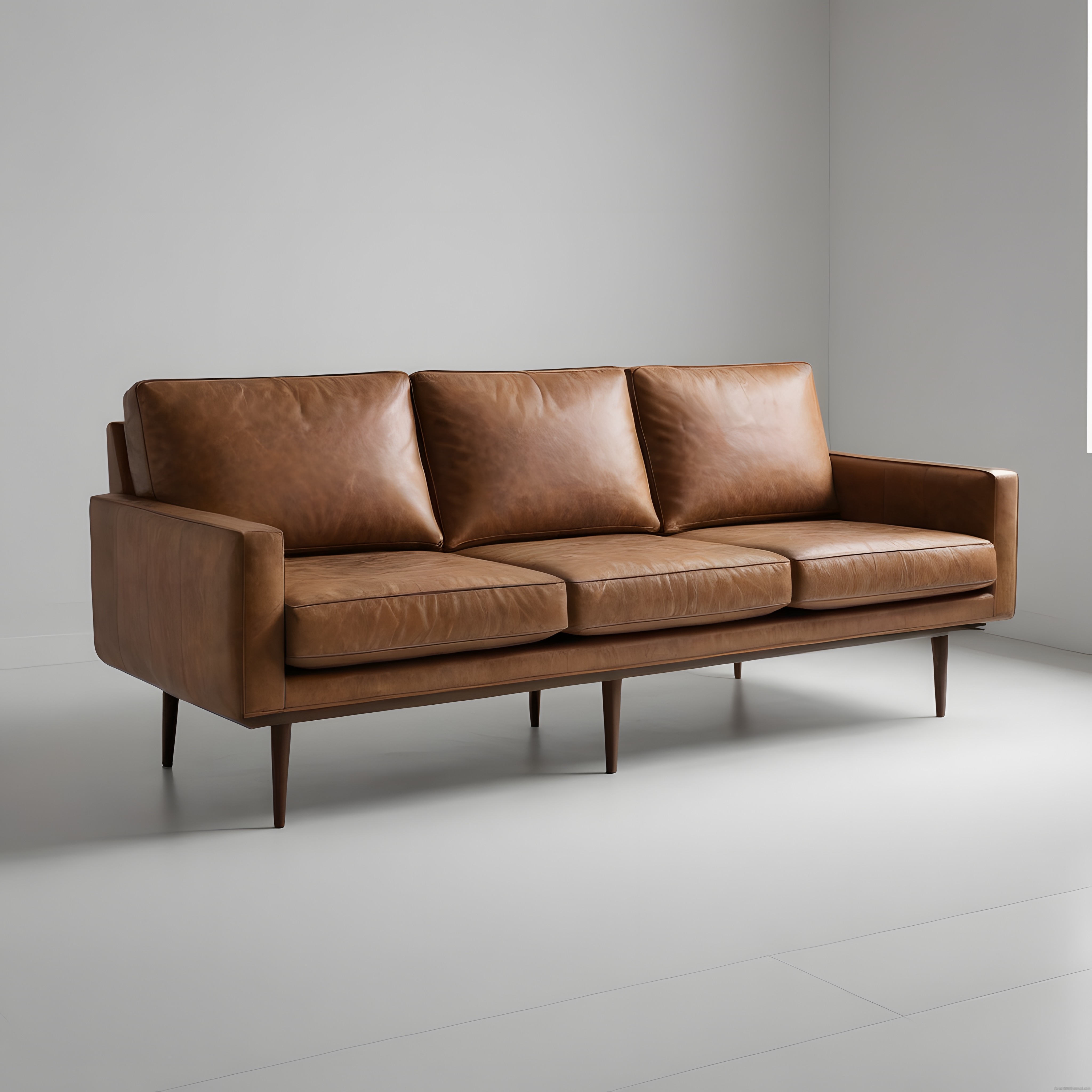 Şık ve Modern Tabarengi Deri Kanepe ile Minimalist Salon Dekorasyonu