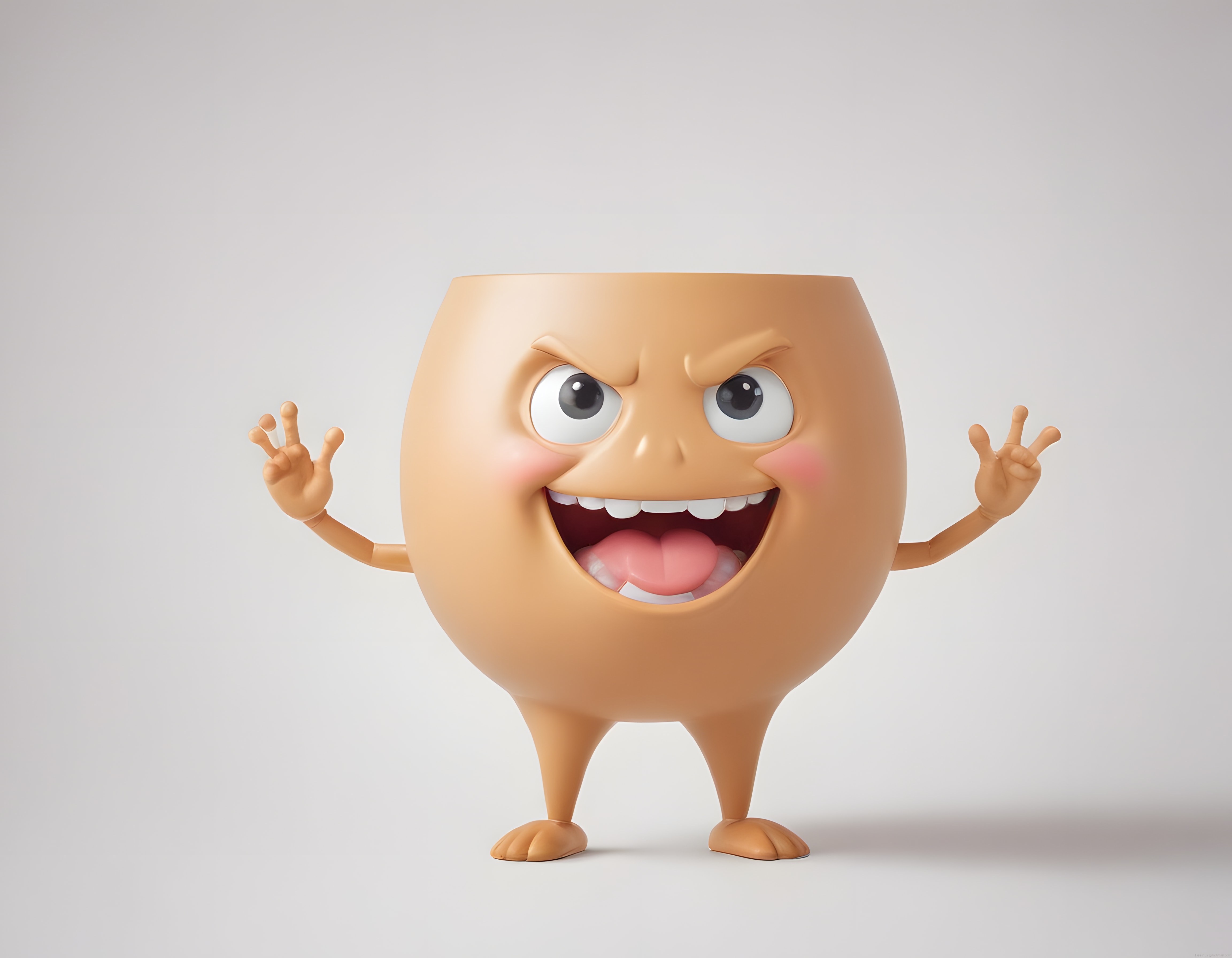 Şımarık Yumurta Bardak Karakteri: 3D Animasyonlu Komik Figür Şımarık Yumurta Bardak Karakteri: 3D Animasyonlu Komik Figür