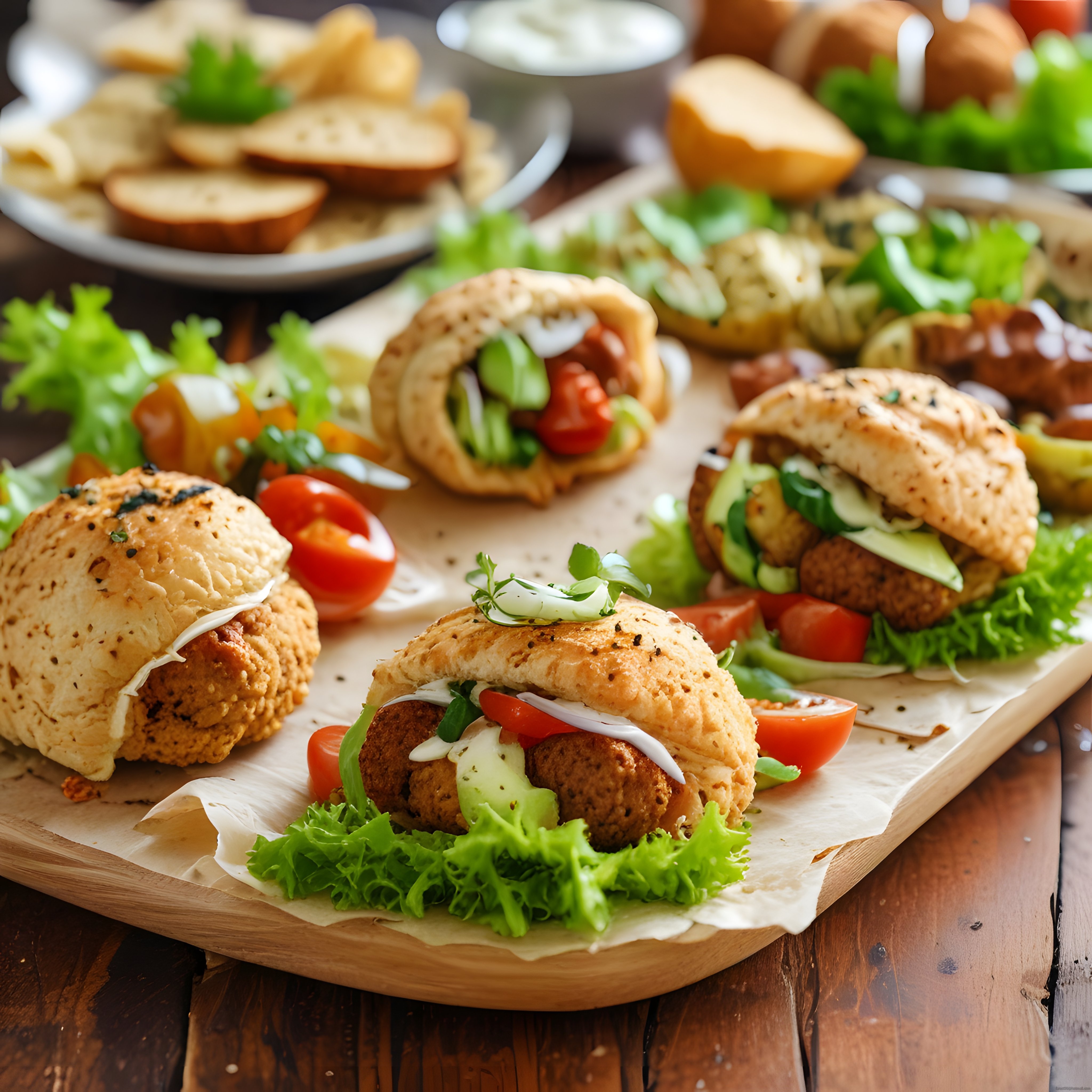 simit ve bagel ekmeğinde köfte ile taze sebzelerin buluştuğu brunch sunumu