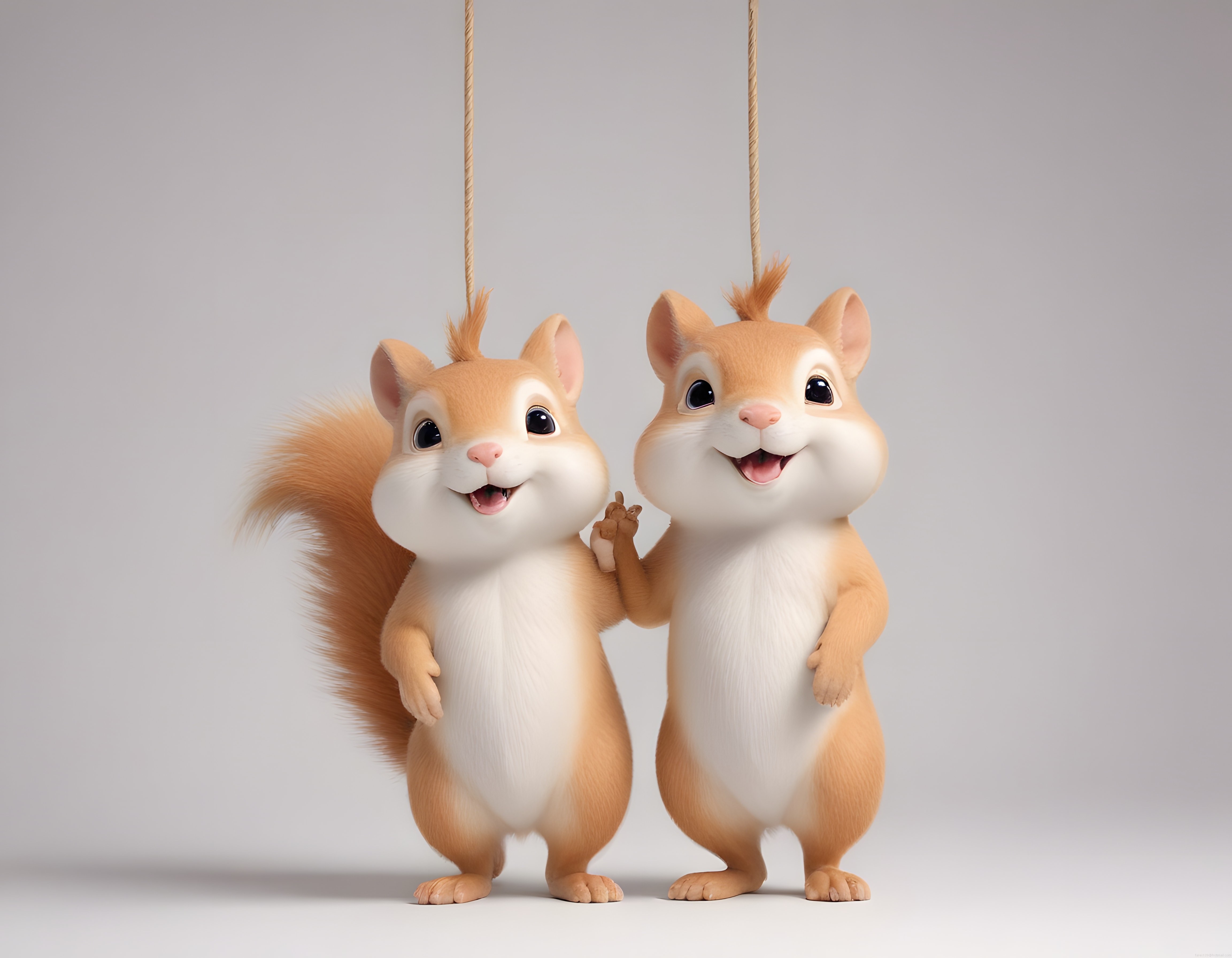 Sımsıcak Kahverengi Sincapların Neşeli Anıları: 3D Çizgi Film Sahnesi