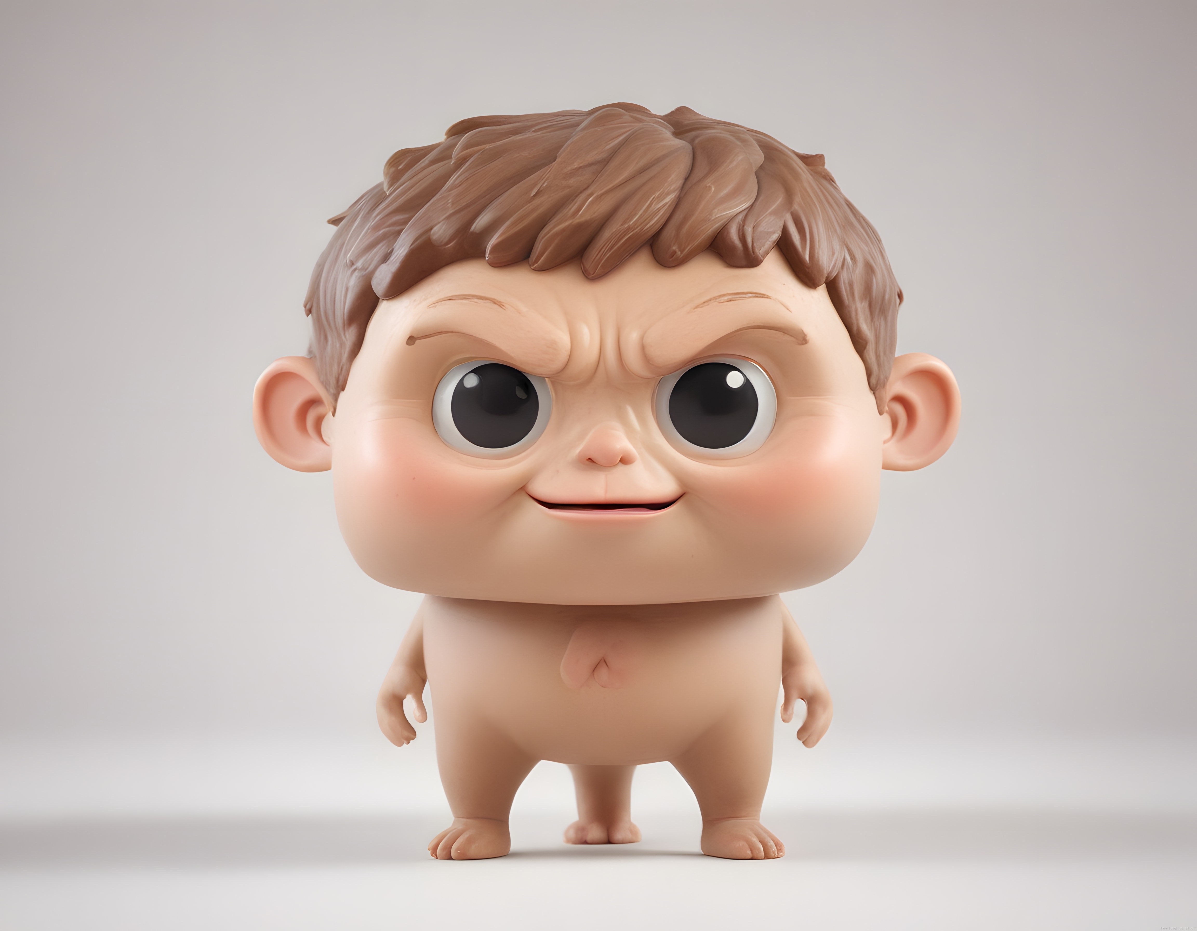 Sinirli ve Komik 3D Chibi Bebek Karakteri Büyük Kafalı Agresif Tatlı Figür