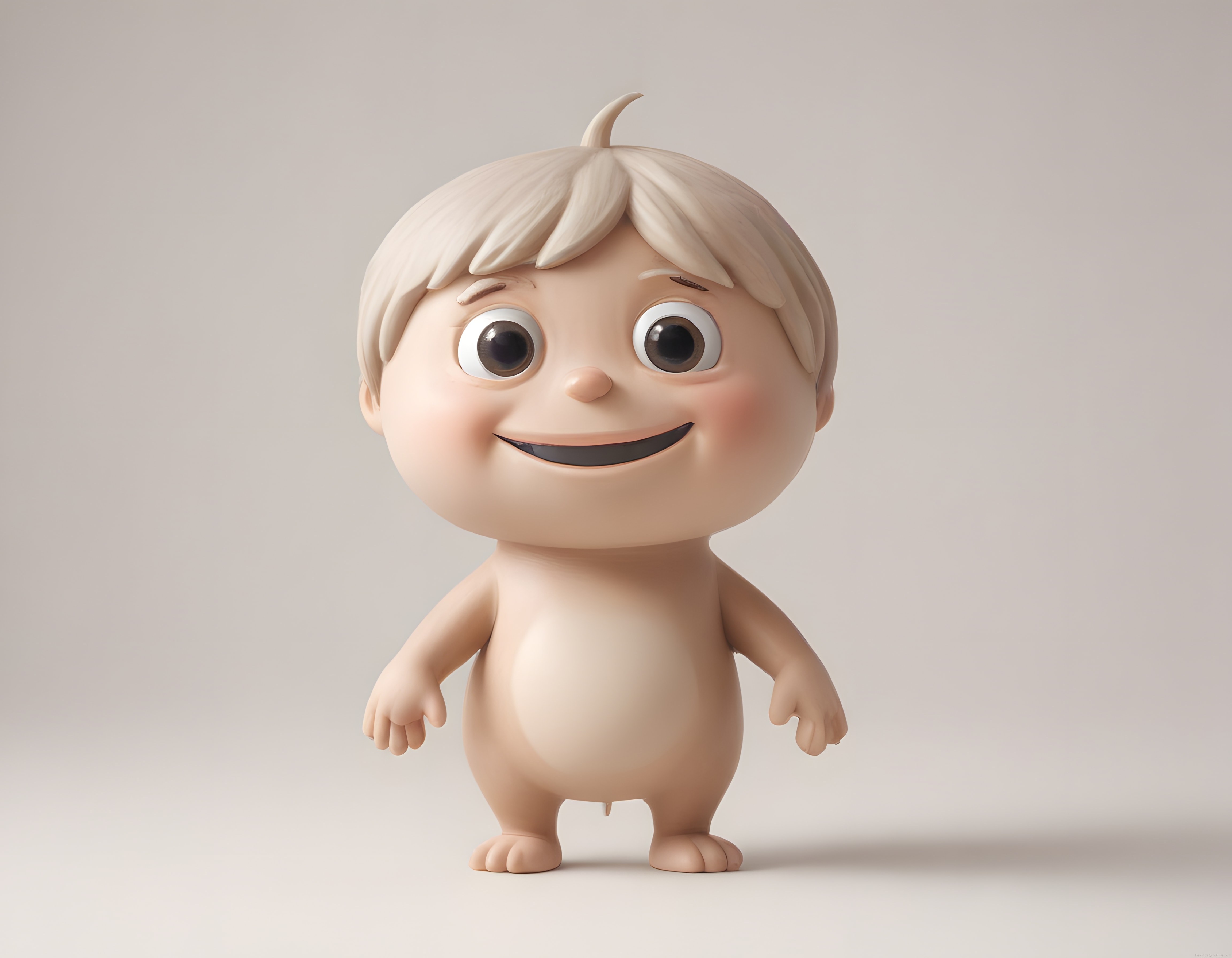 Şirin 3D Bebek Karakteri, Gülümseyen Büyük Gözlü Çizgi Film Figürü Tasarımı
