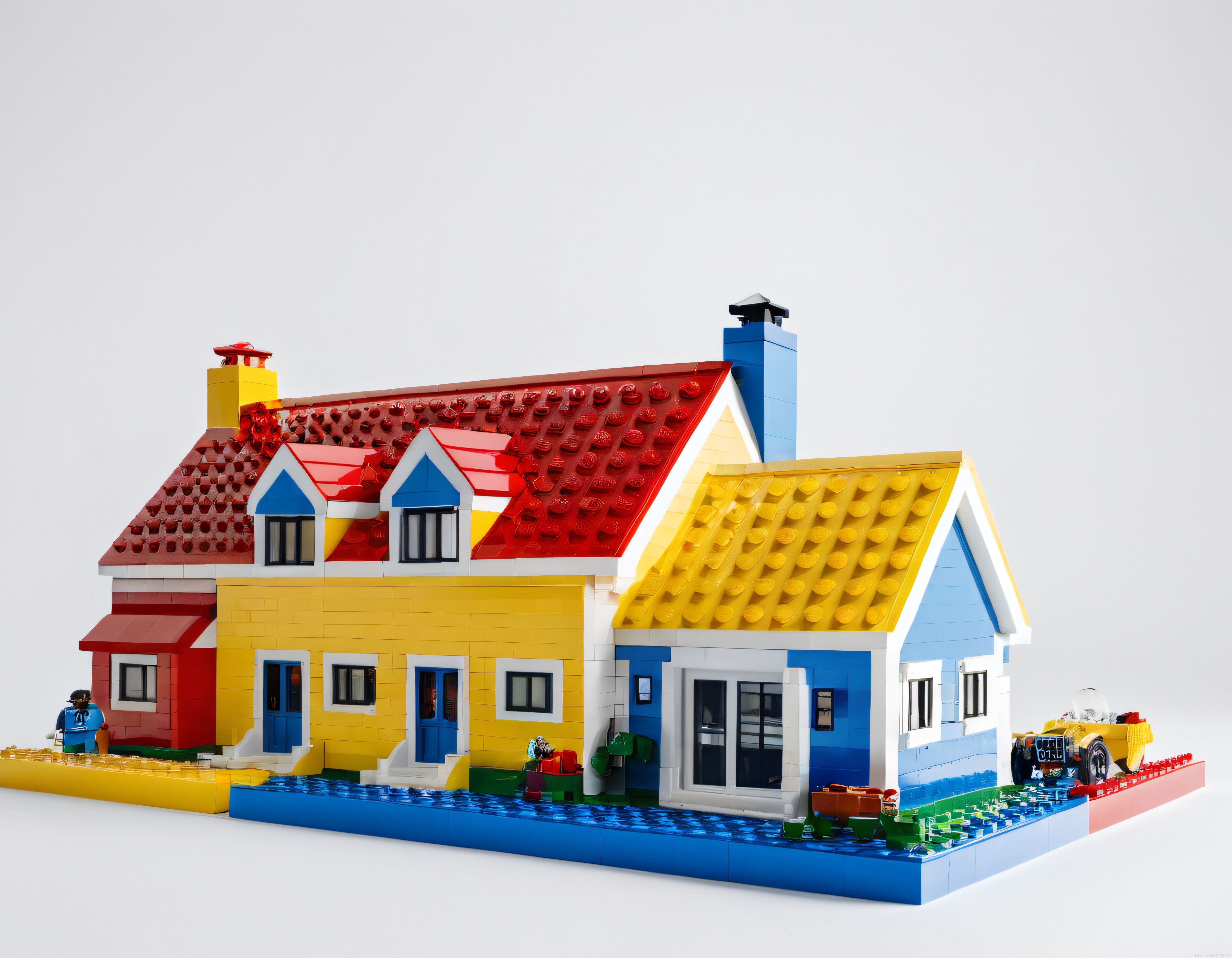 Şirin Renkli LEGO Kır Evi ve Spor Araba İçeren Detaylı Bahçeli Model