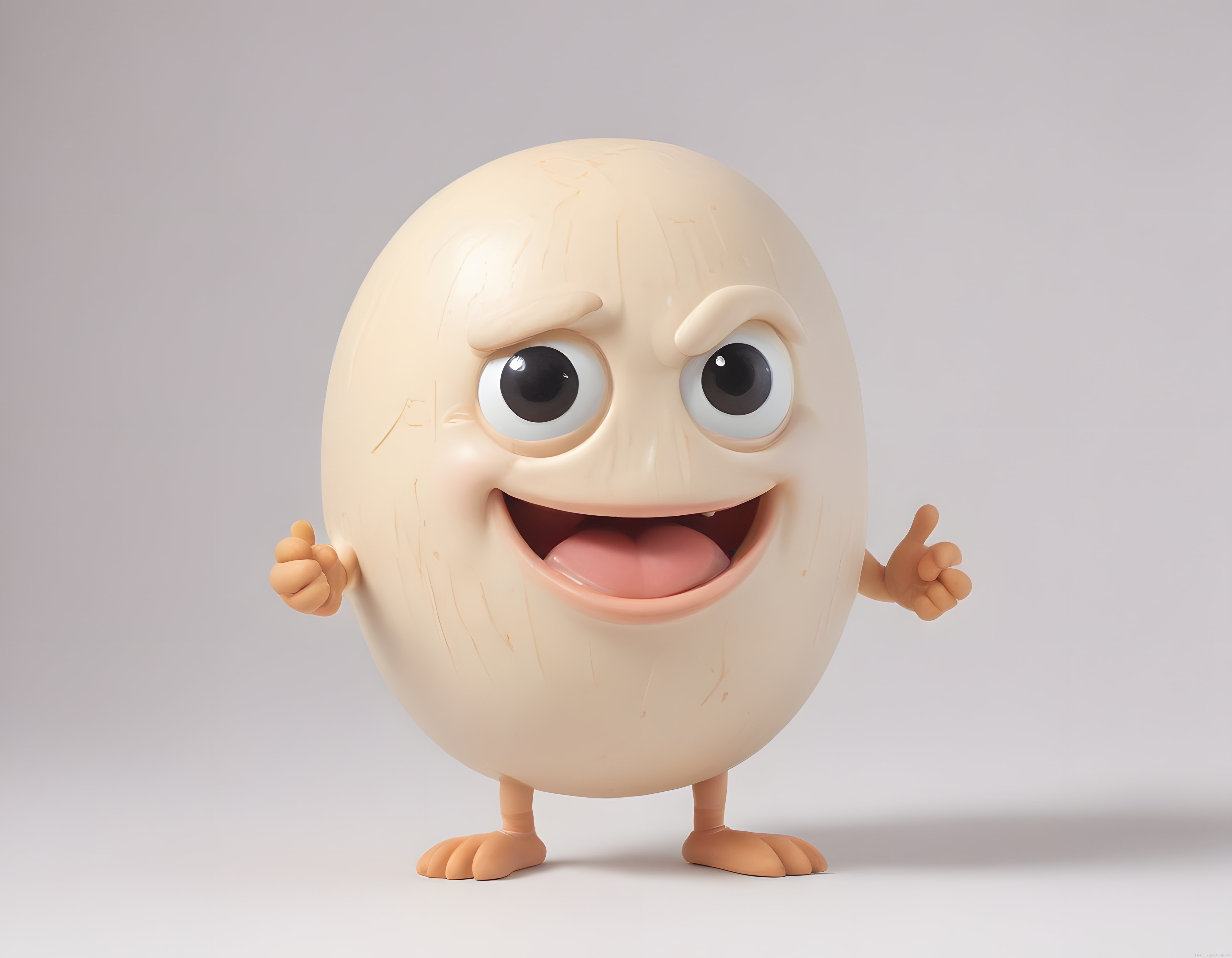 Şirin ve Sinirli 3D Yumurta Karakteri: Antropomorfik Animasyon Maskot