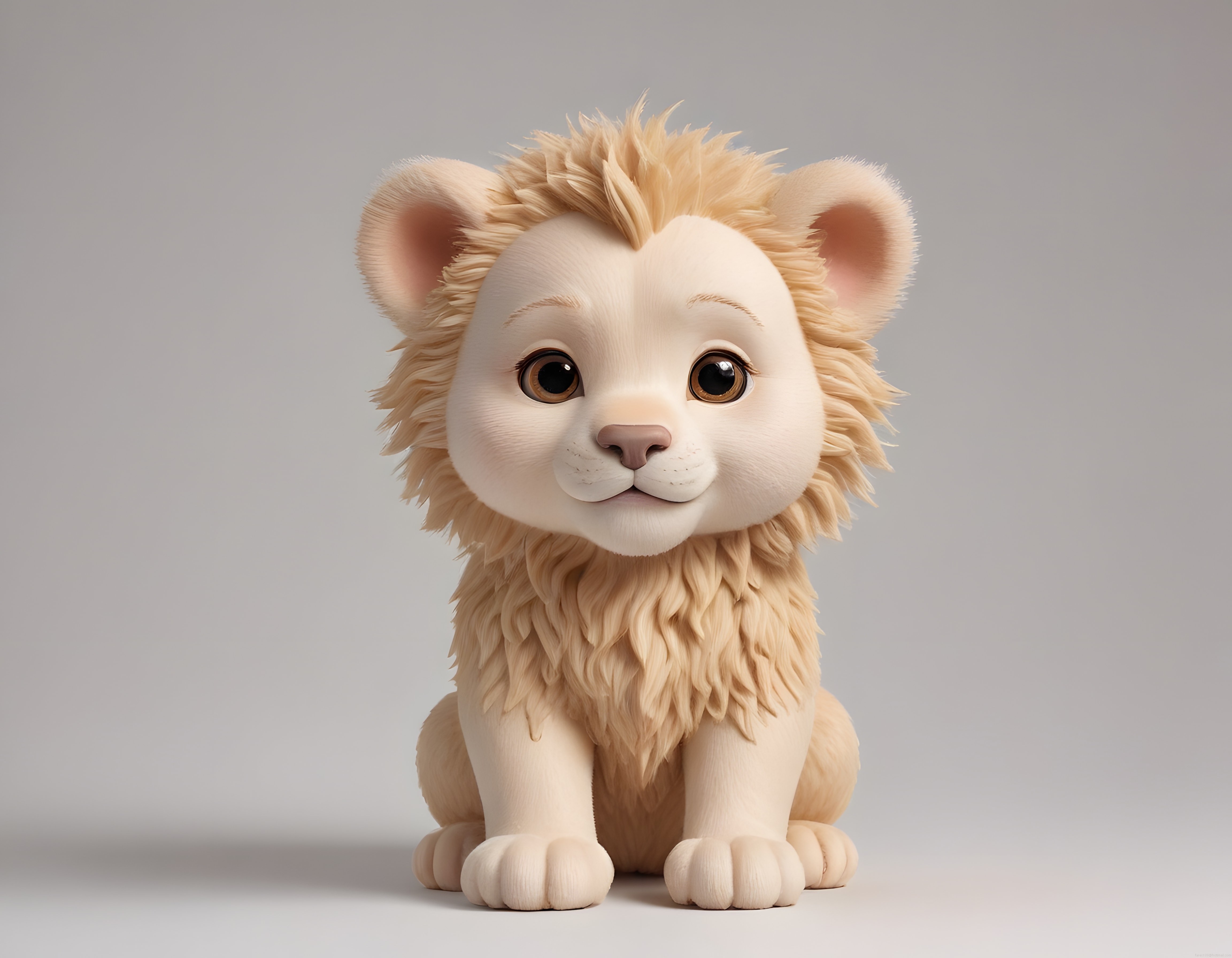 Şirin ve Yumuşacık Peluş Görünümlü 3D Aslan Yavrusu Karakter Tasarımı