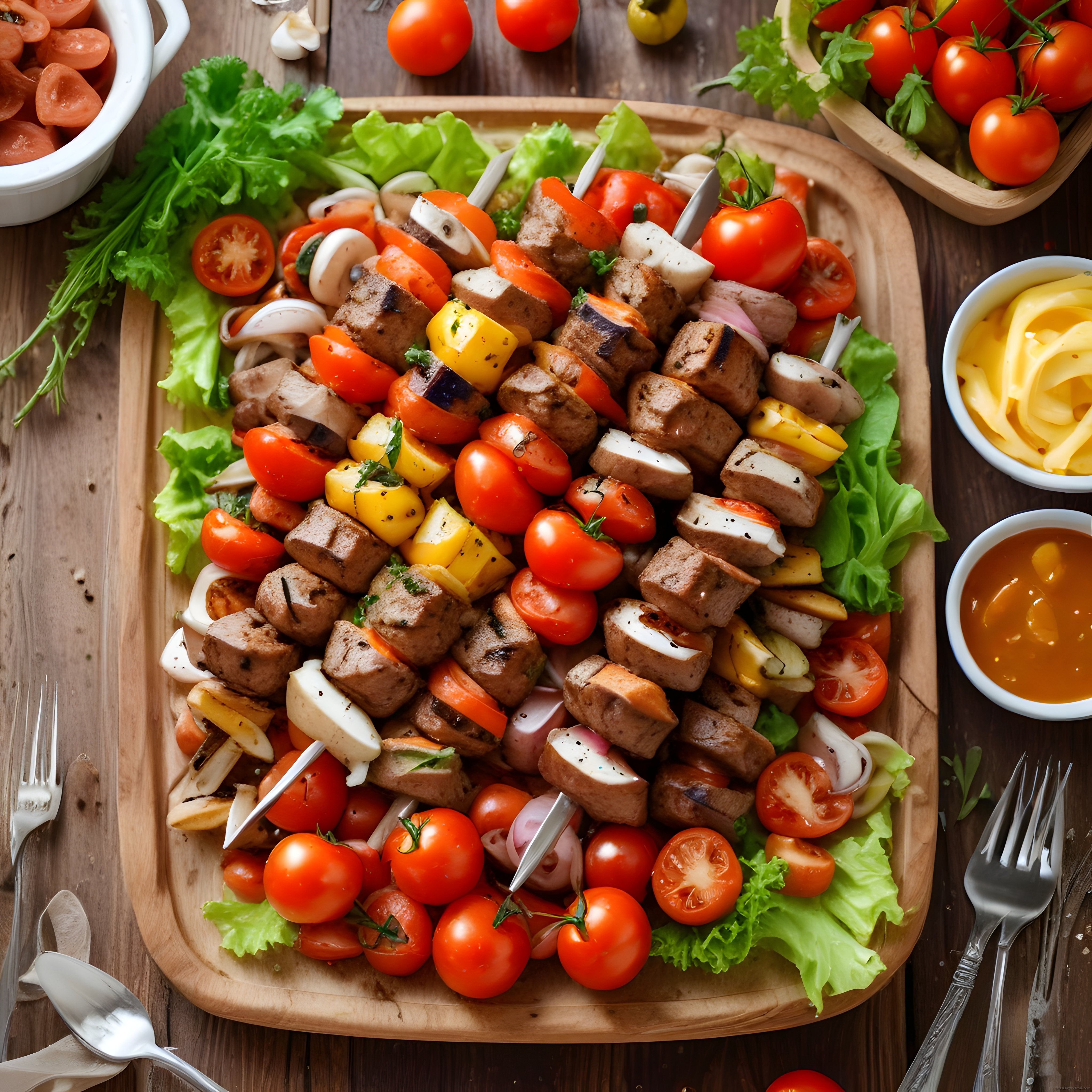 Şiş Kebap Keyfi: Ahşap Tavada Sebzeli Izgara Lezzetleri ve Soslar