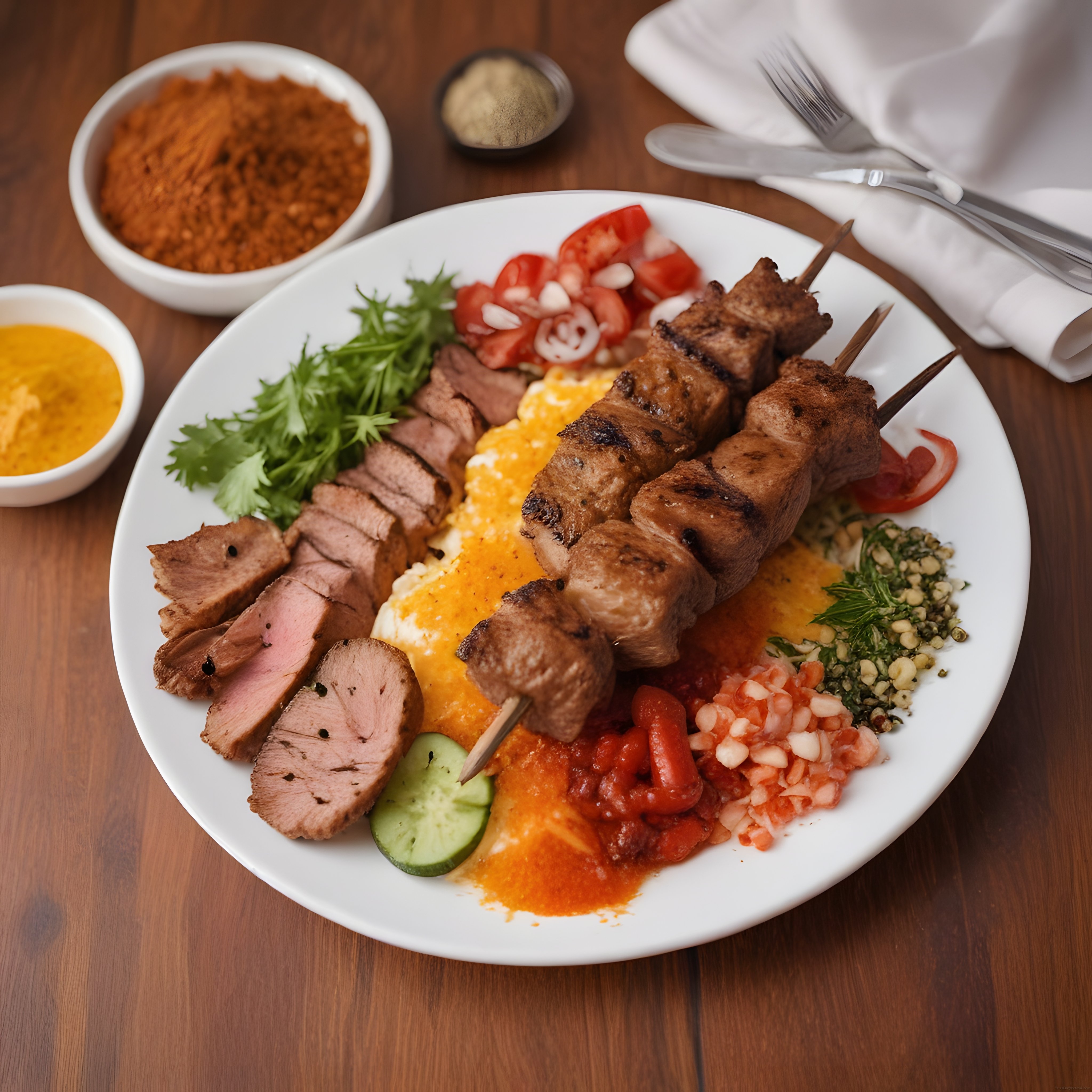 Şiş Kebap ve Humuslu Meze Tabağı: İştah Açıcı Izgara Lezzetleri