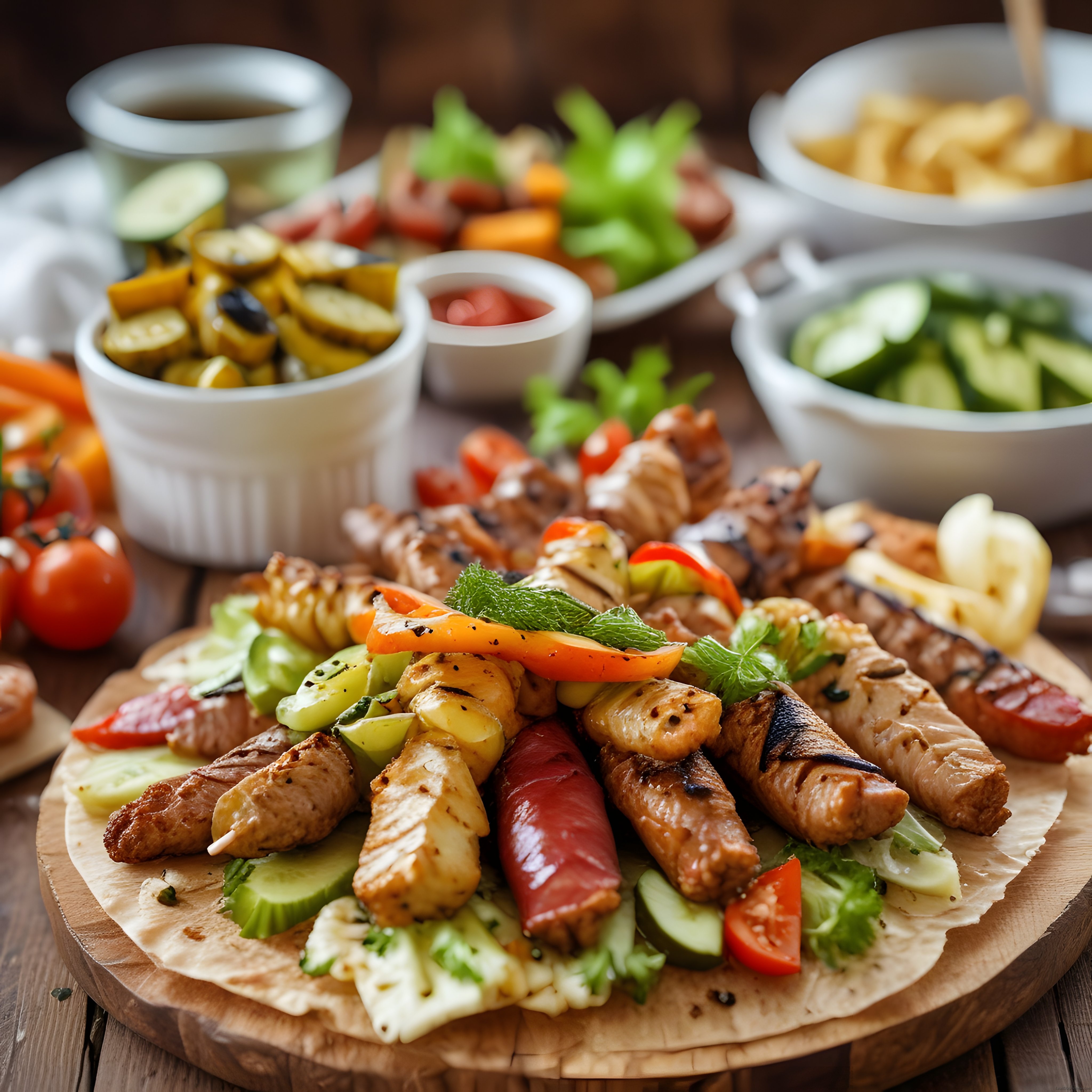 Şiş Kebap ve Izgara Et Çeşitleriyle Ağaç Sunumda Geleneksel Lezzet Şöleni