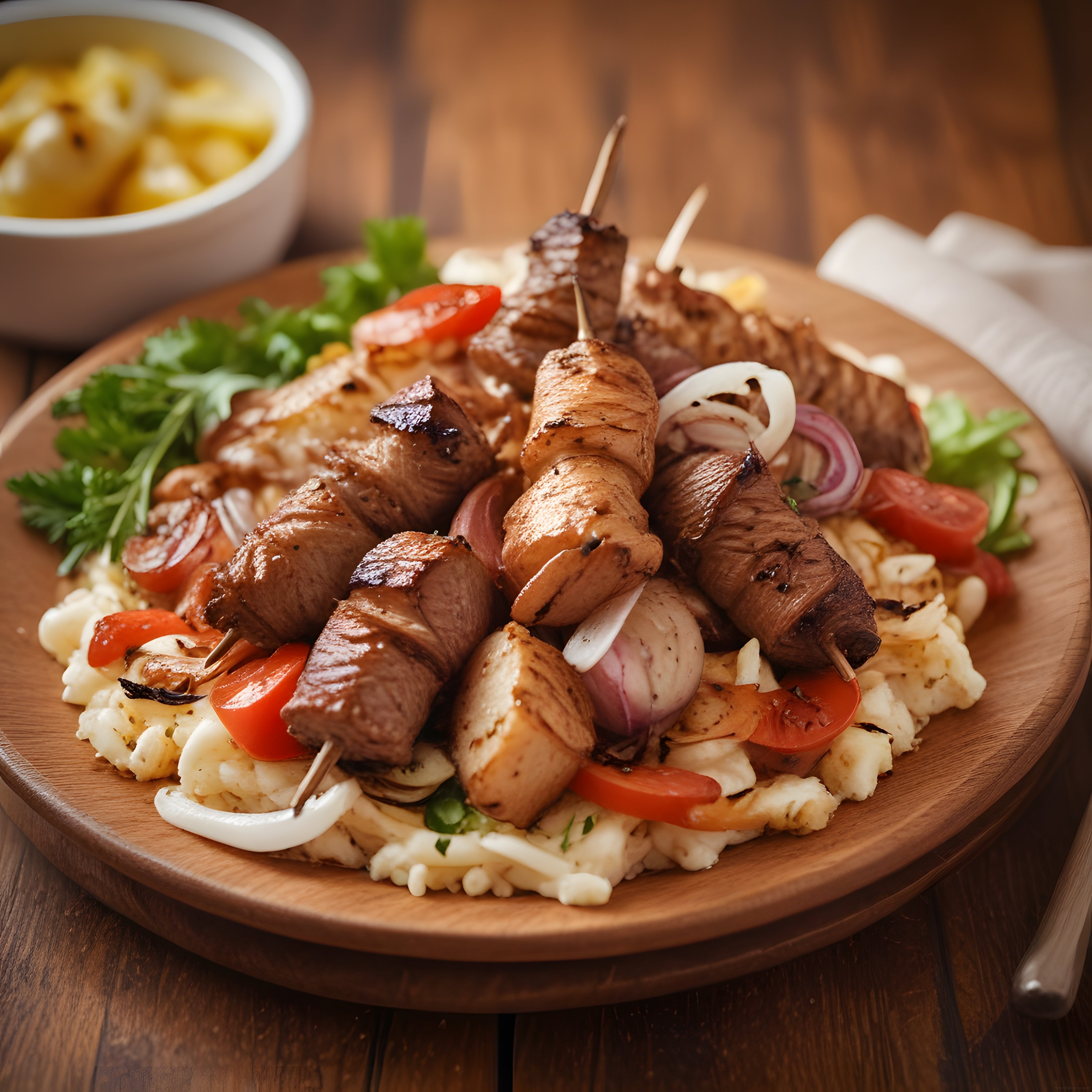 Şiş Kebap ve Tavuk Şiş: Patates Püresi Üzerinde Nefis Izgara Sunumu
