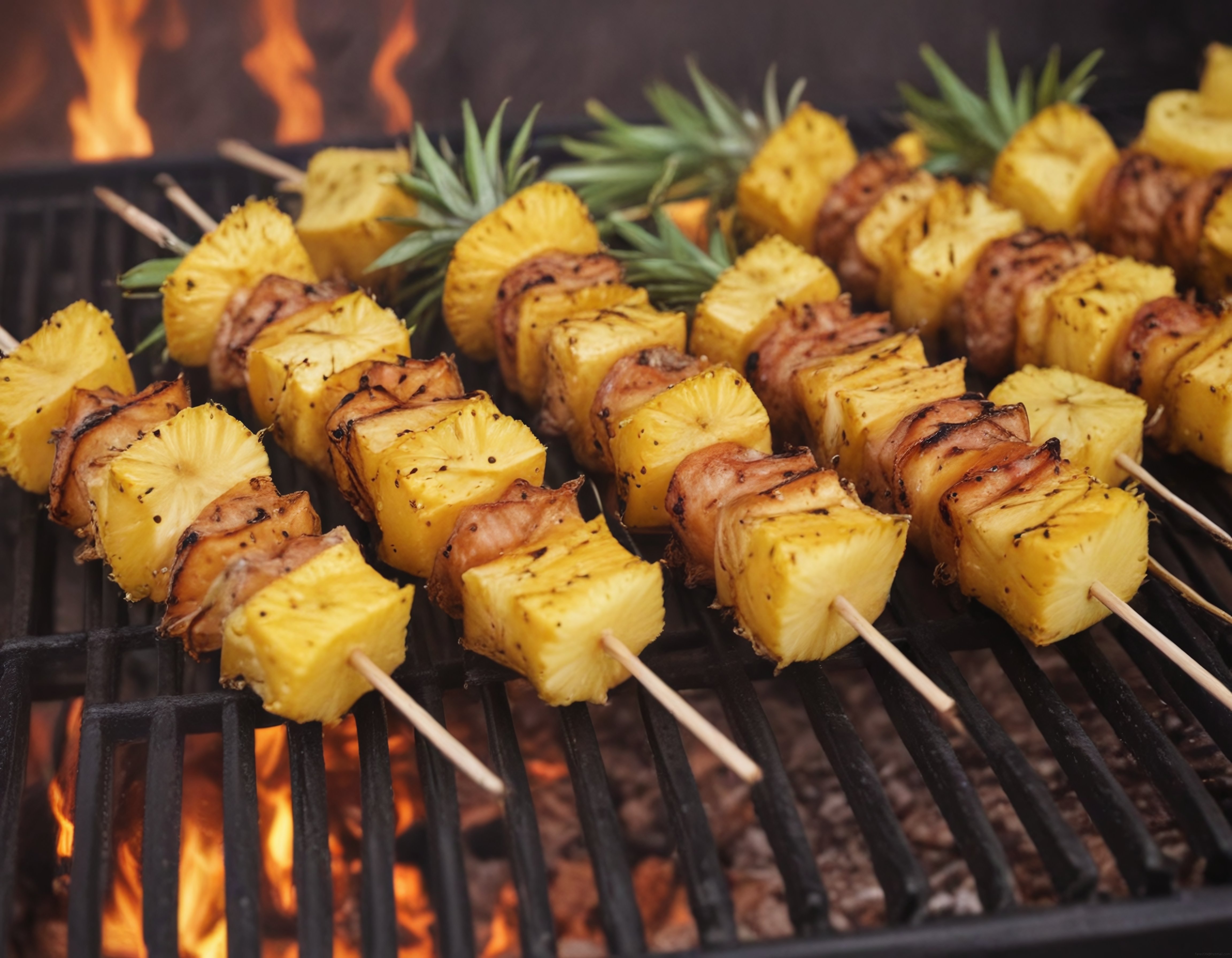 Şişe Dizilmiş Tavuk ve Ananas Parçalarıyla Nefis Barbekü Mangal Keyfi