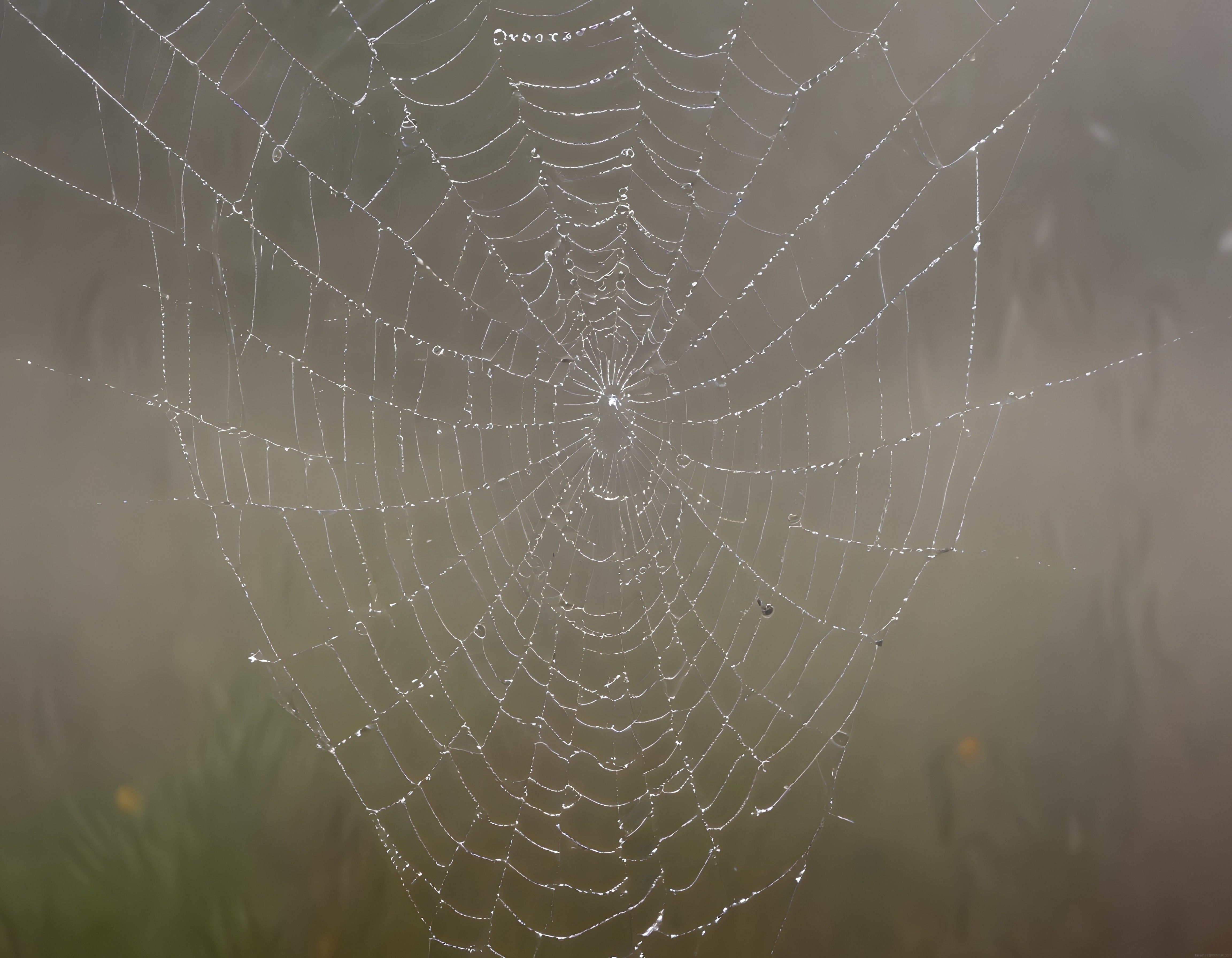 Sisli Doğada Örümcek Ağı ve Çiğ Damlalarının Büyüleyici Makro Fotoğrafı