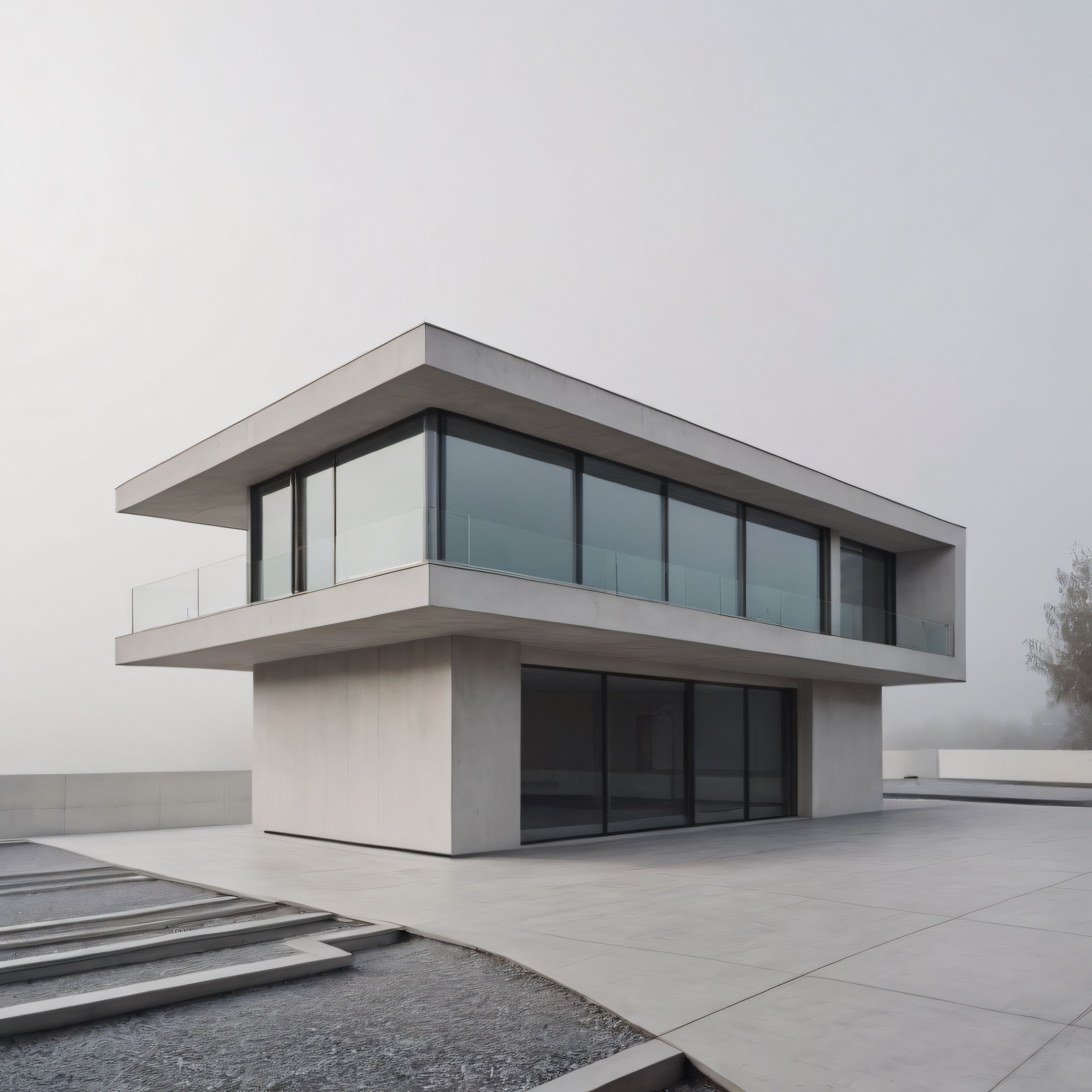 Sisli Havada Modern Minimalist Beton Villanın Huzurlu ve Sade Estetiği