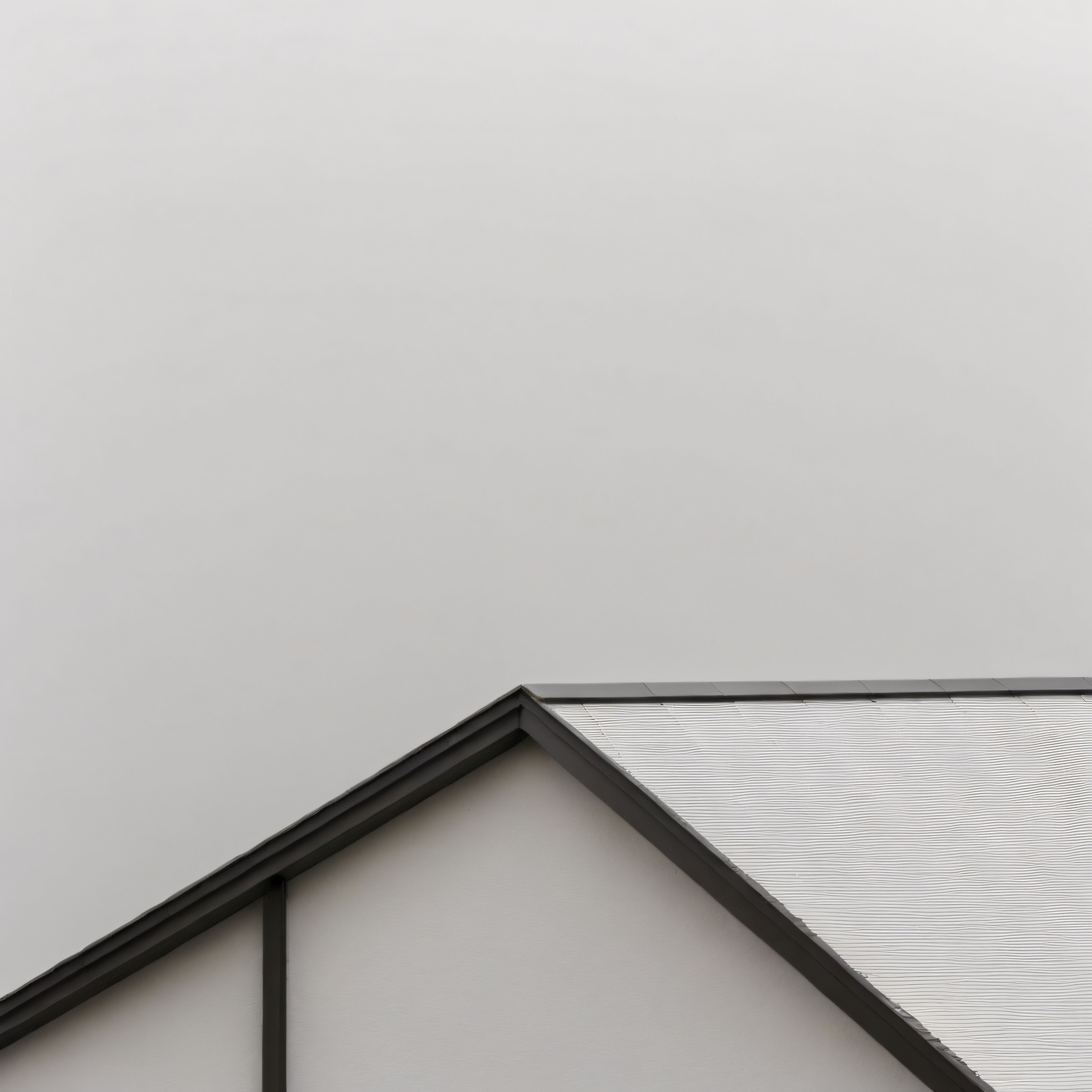 Sisli Havalarda Modern Çatının Minimalist Hatları ve Sakin Gökyüzü Manzarası