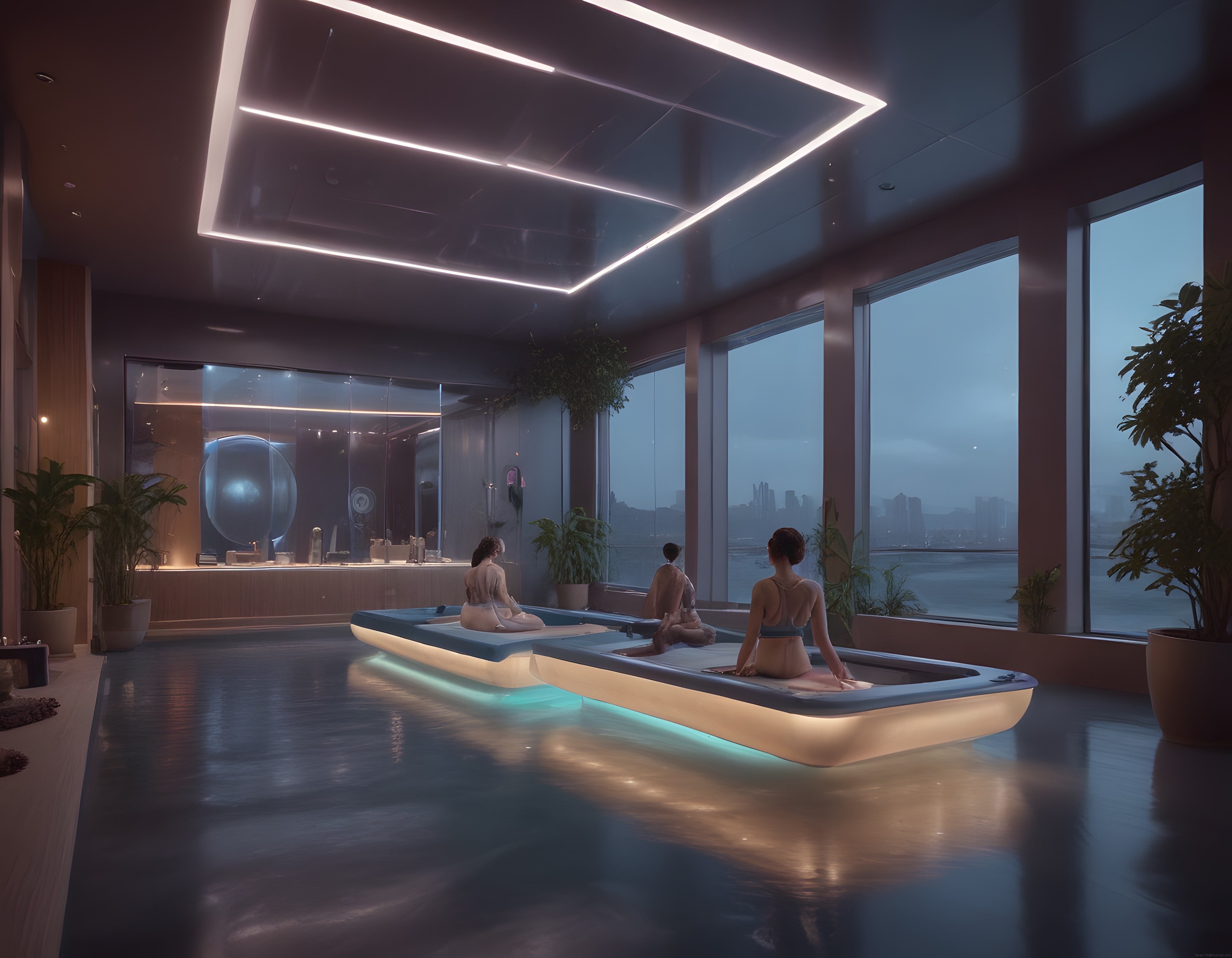 Sisli Şehir Manzaralı Lüks Kapalı Havuzda Yoga ve Meditasyon Deneyimi