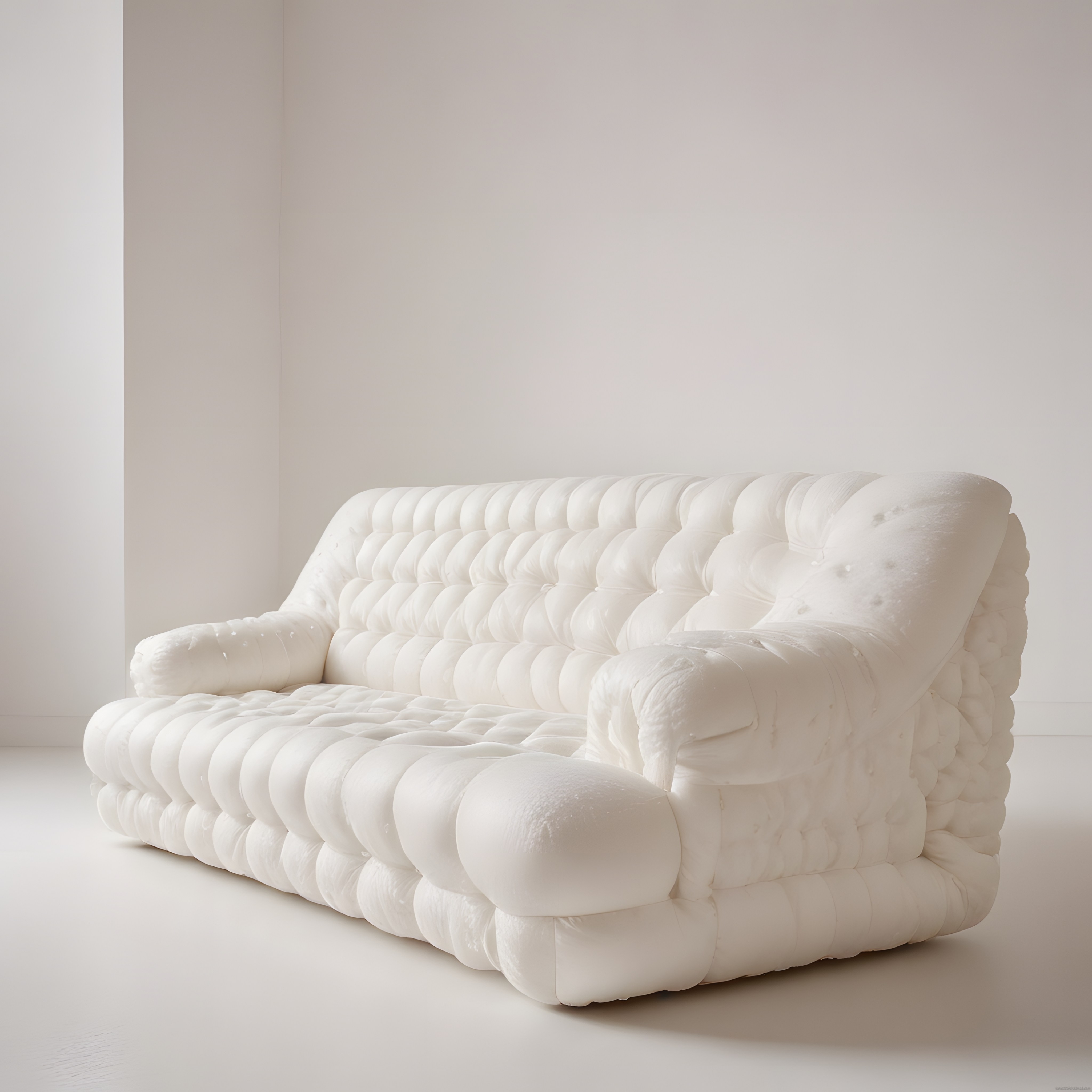 Şişme Kapitone Dokulu Beyaz Modern Kanepe ile Minimalist İç Mekan Tasarımı