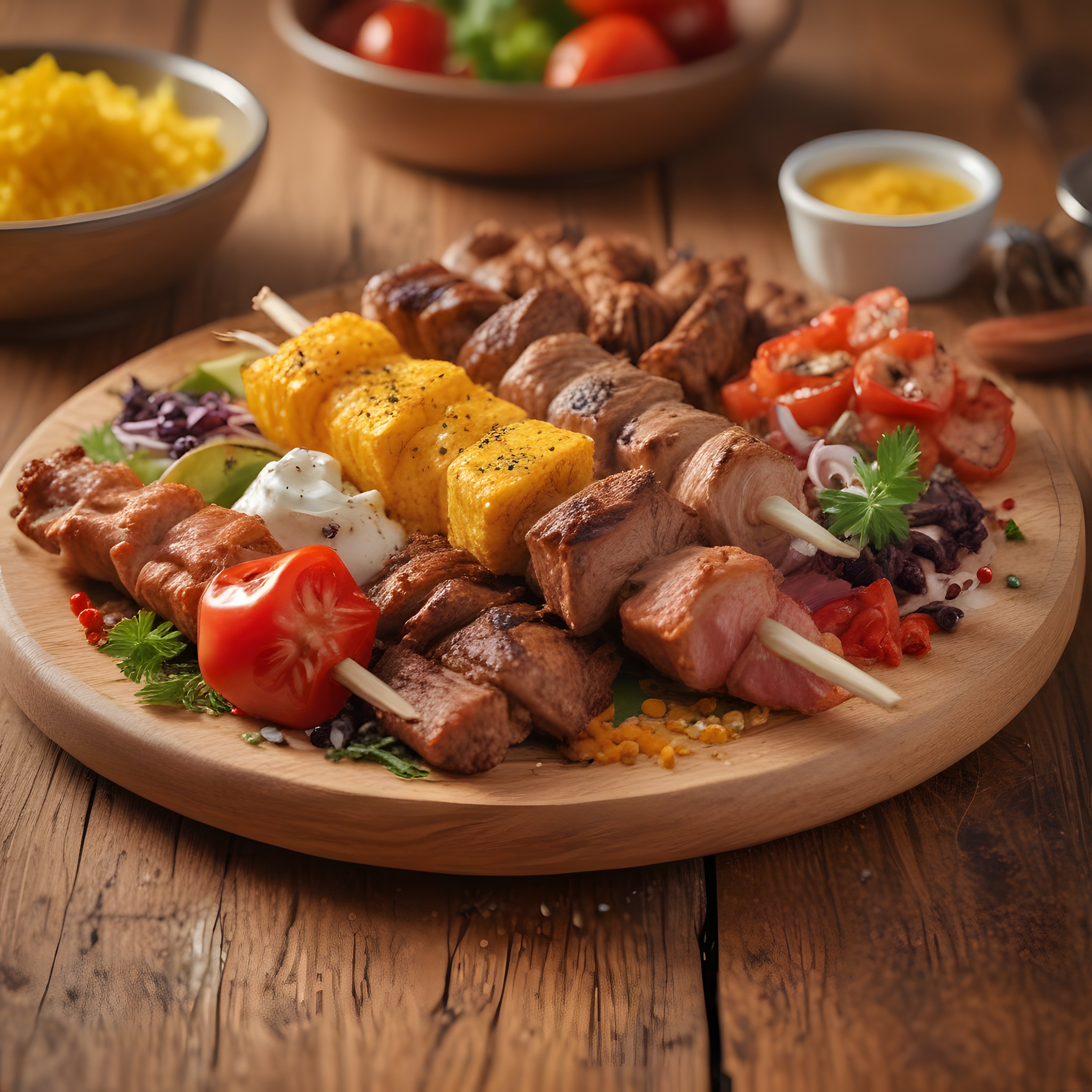 Şişte Kızarmış Et, Tavuk, Ananas ve Taze Sebzelerle Barbekü Keyfi
