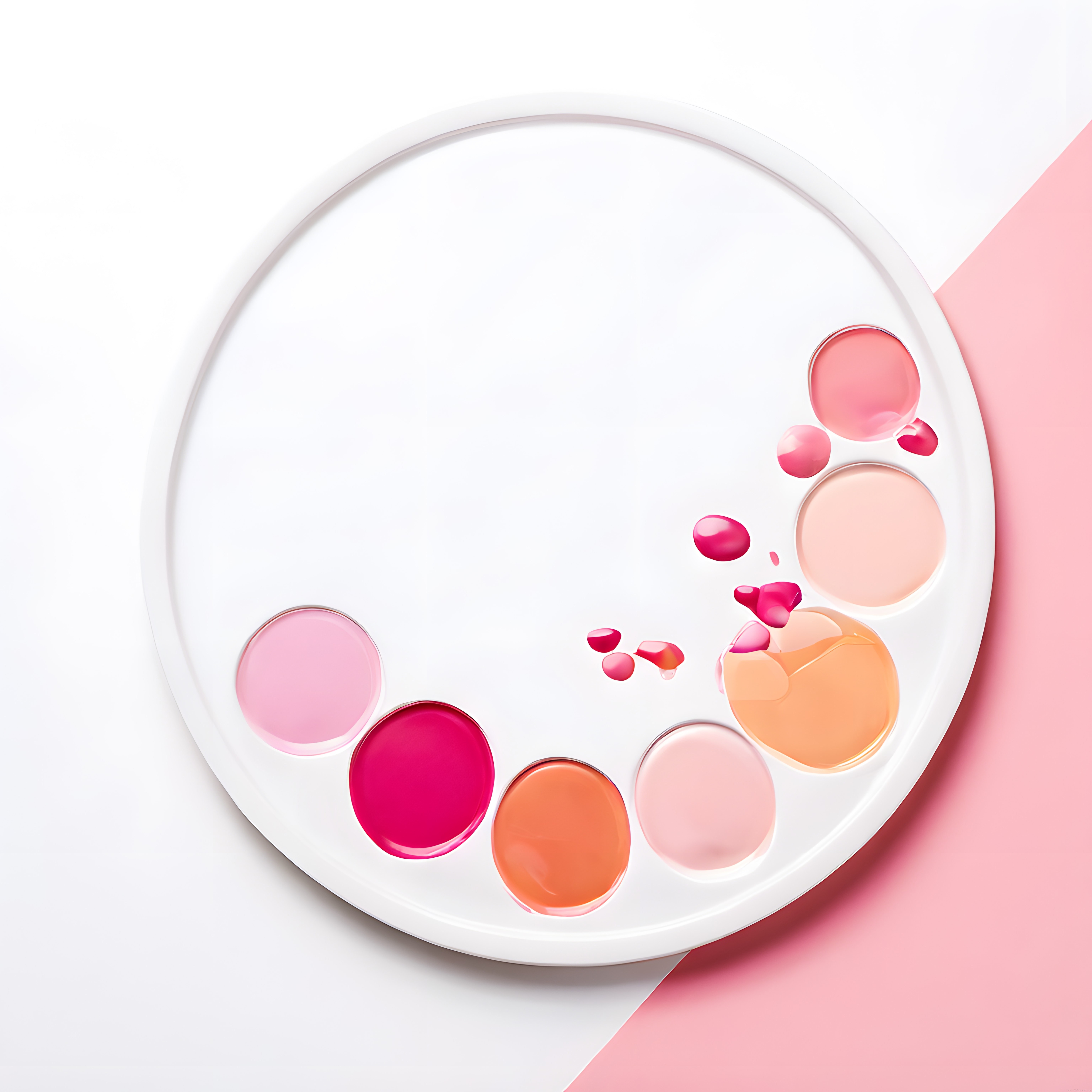 Sıvı Dokulu Pembe ve Mercan Tonlarında Minimalist Makyaj Paleti Görseli