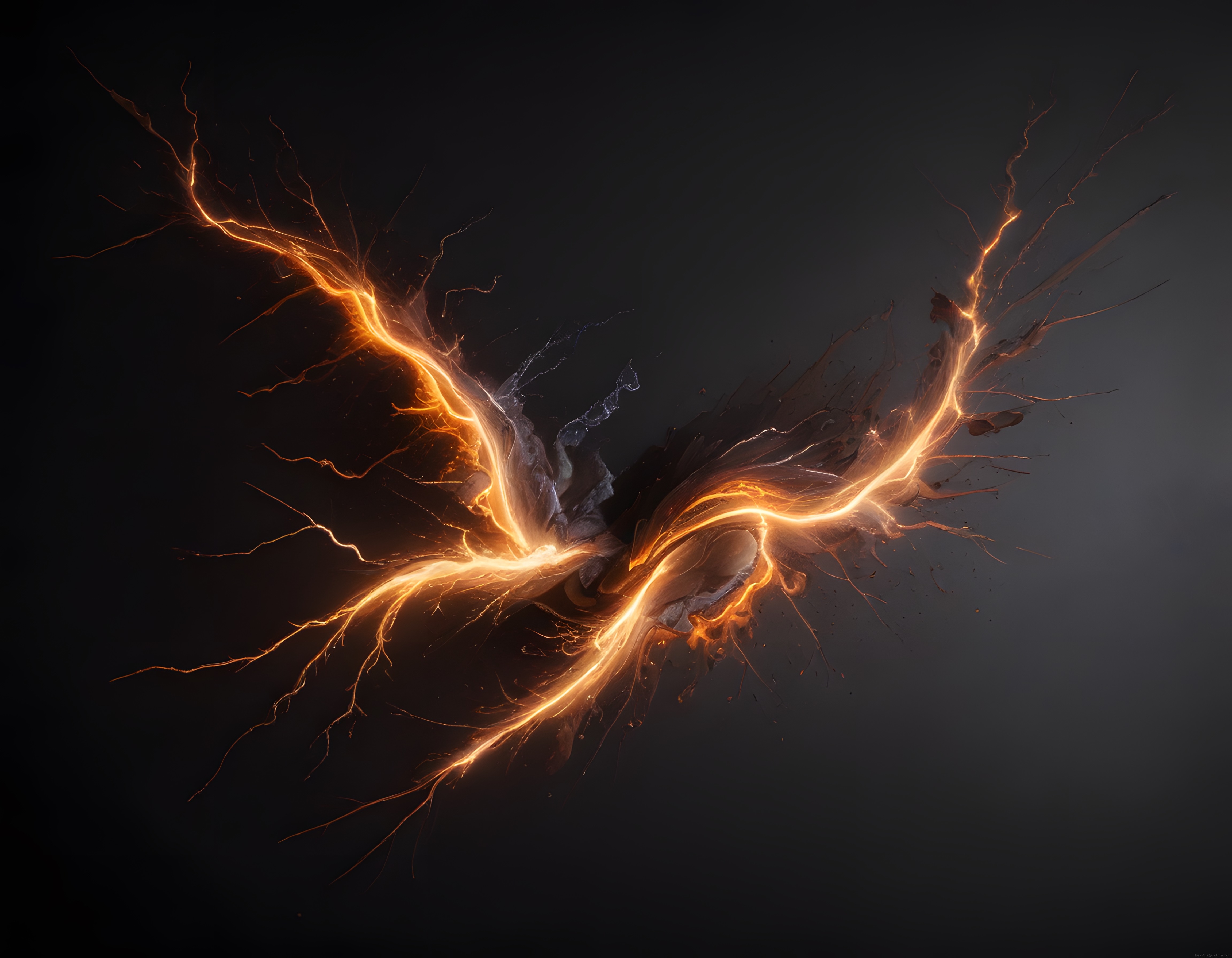 Siyah Arka Planda Ateş ve Işıktan Oluşan Büyüleyici Dijital Enerji Formları
