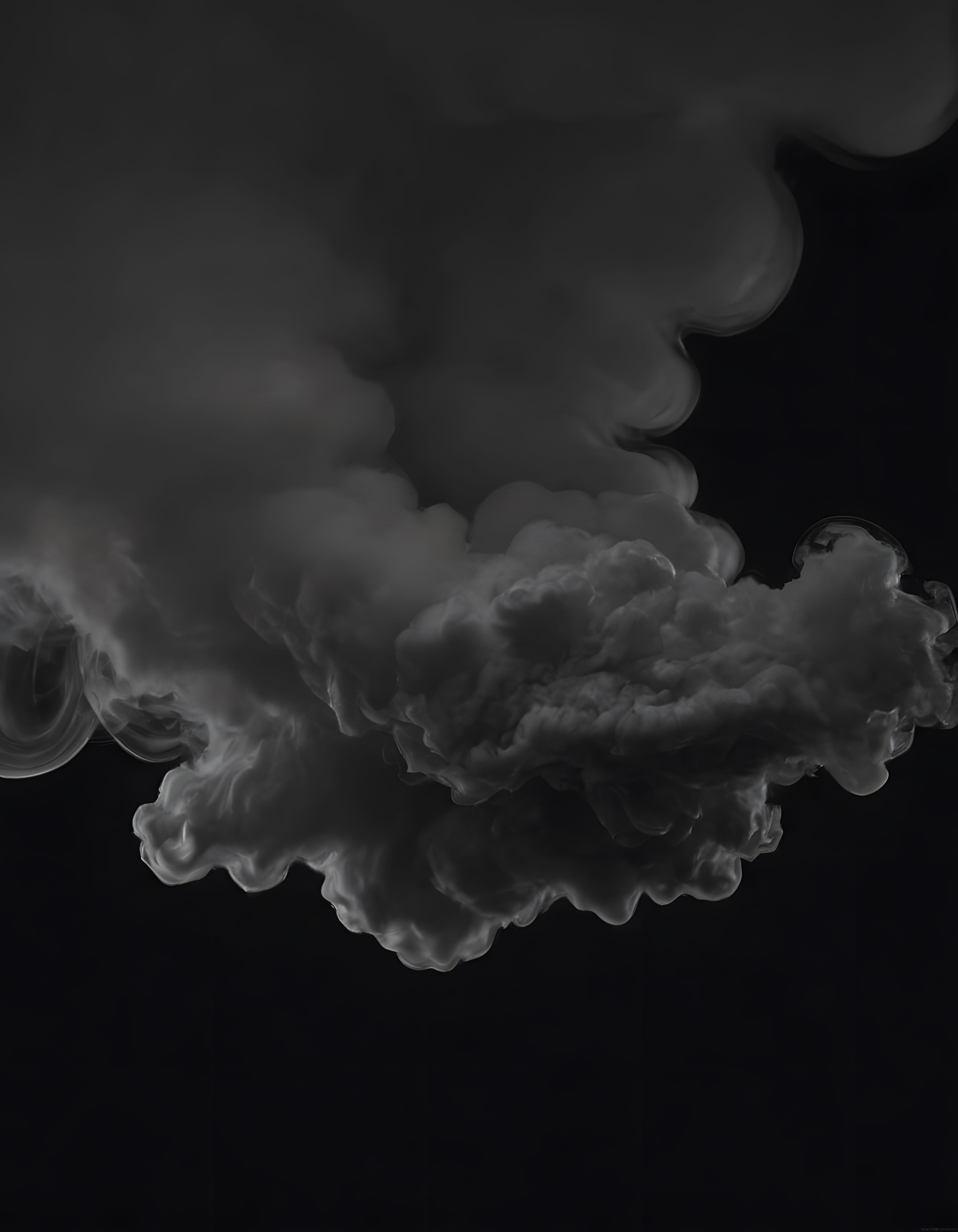 Siyah Arka Planda Gizemli Beyaz Duman Bulutları ve Büyüleyici Atmosfer