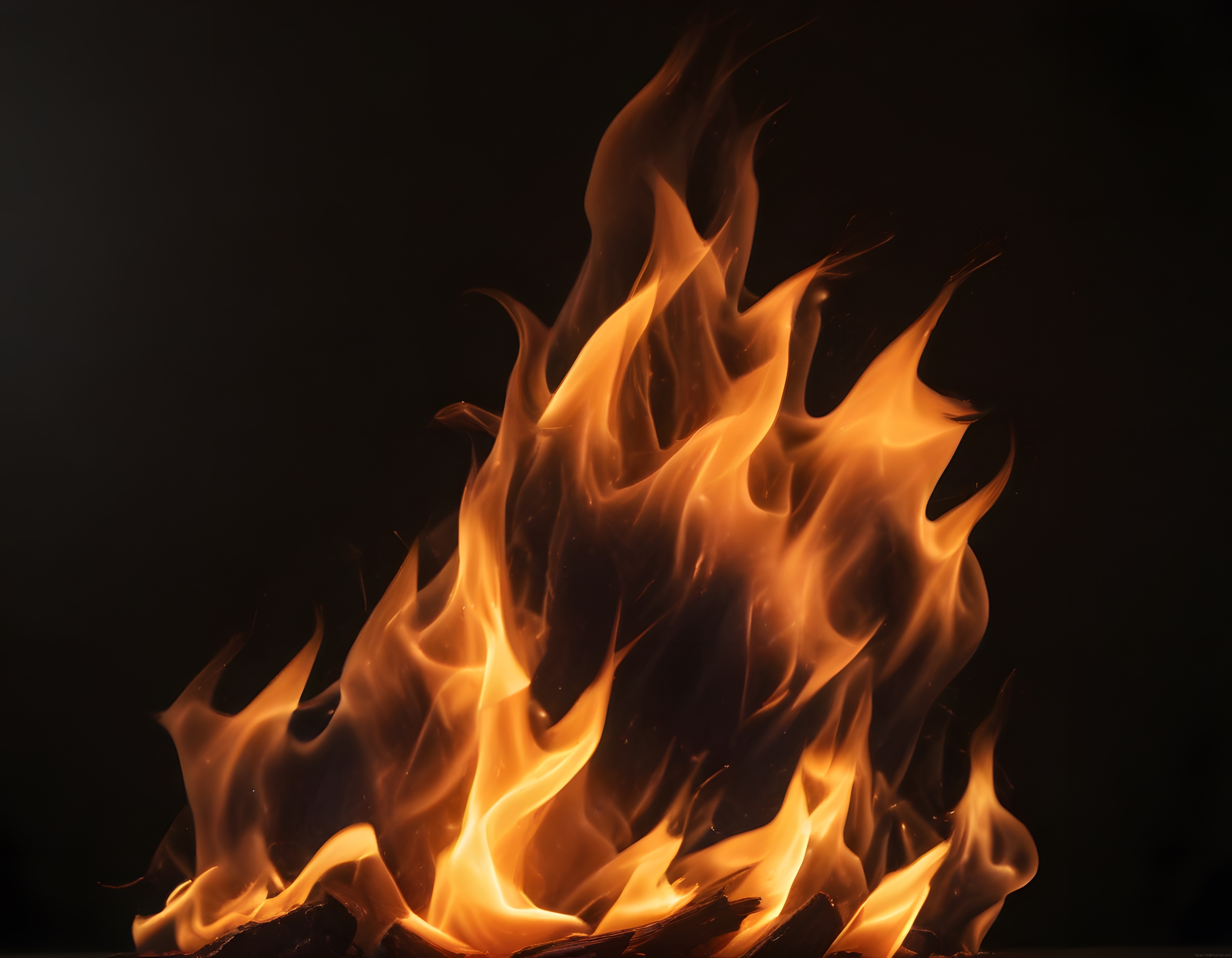Siyah Arka Planda Yanan Kamp Ateşinin Sıcak ve Büyüleyici Alevleri