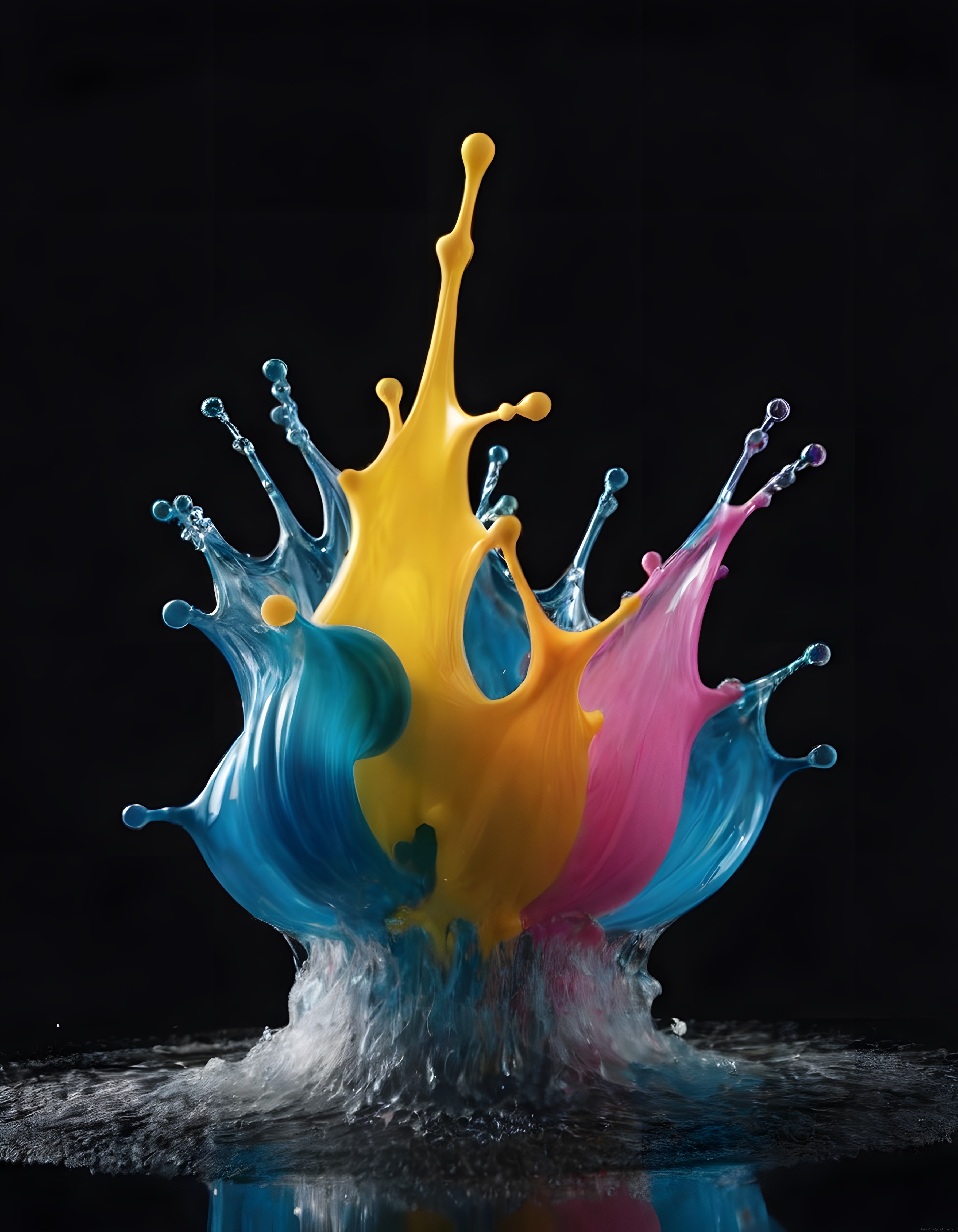 siyah arka planda yüksek hızda renkli sıvı ve boya splash fotoğrafı