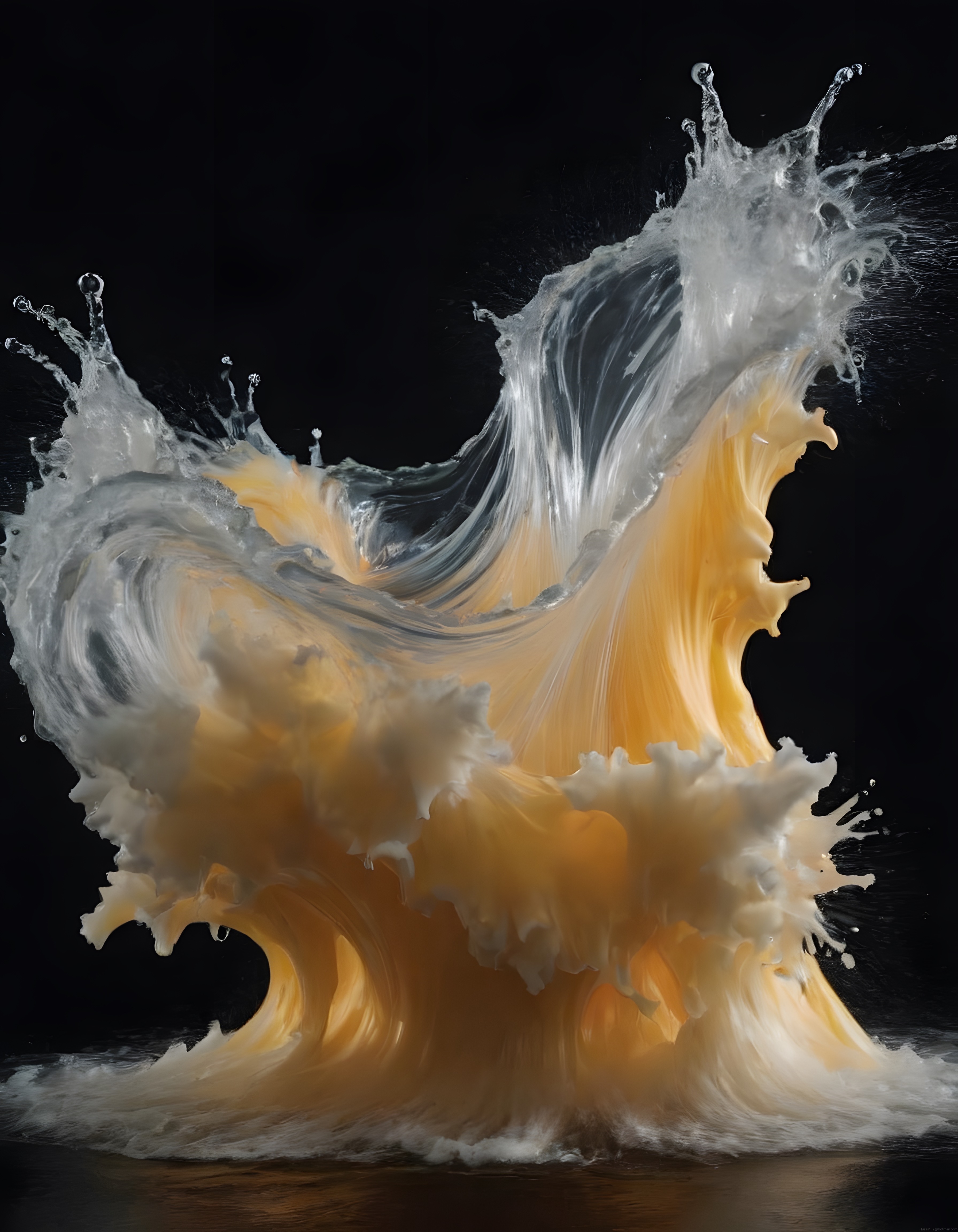 Siyah Arka Planda Yüksek Hızlı Sıvı Fotoğrafçılığı ve Sanatsal Splash