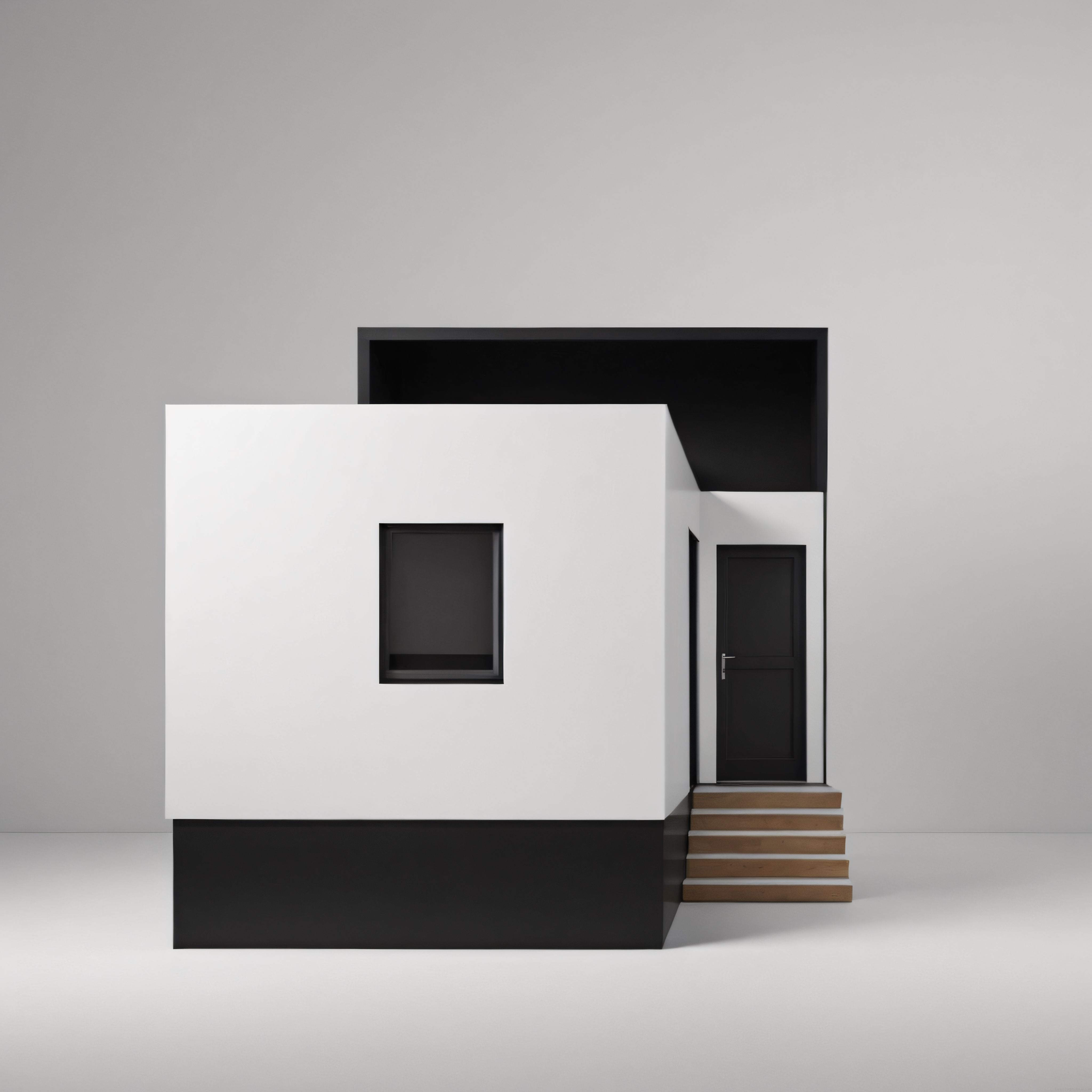 Siyah Beyaz Kontrastlı Geometrik Minimalist Modern Mimari Tasarım