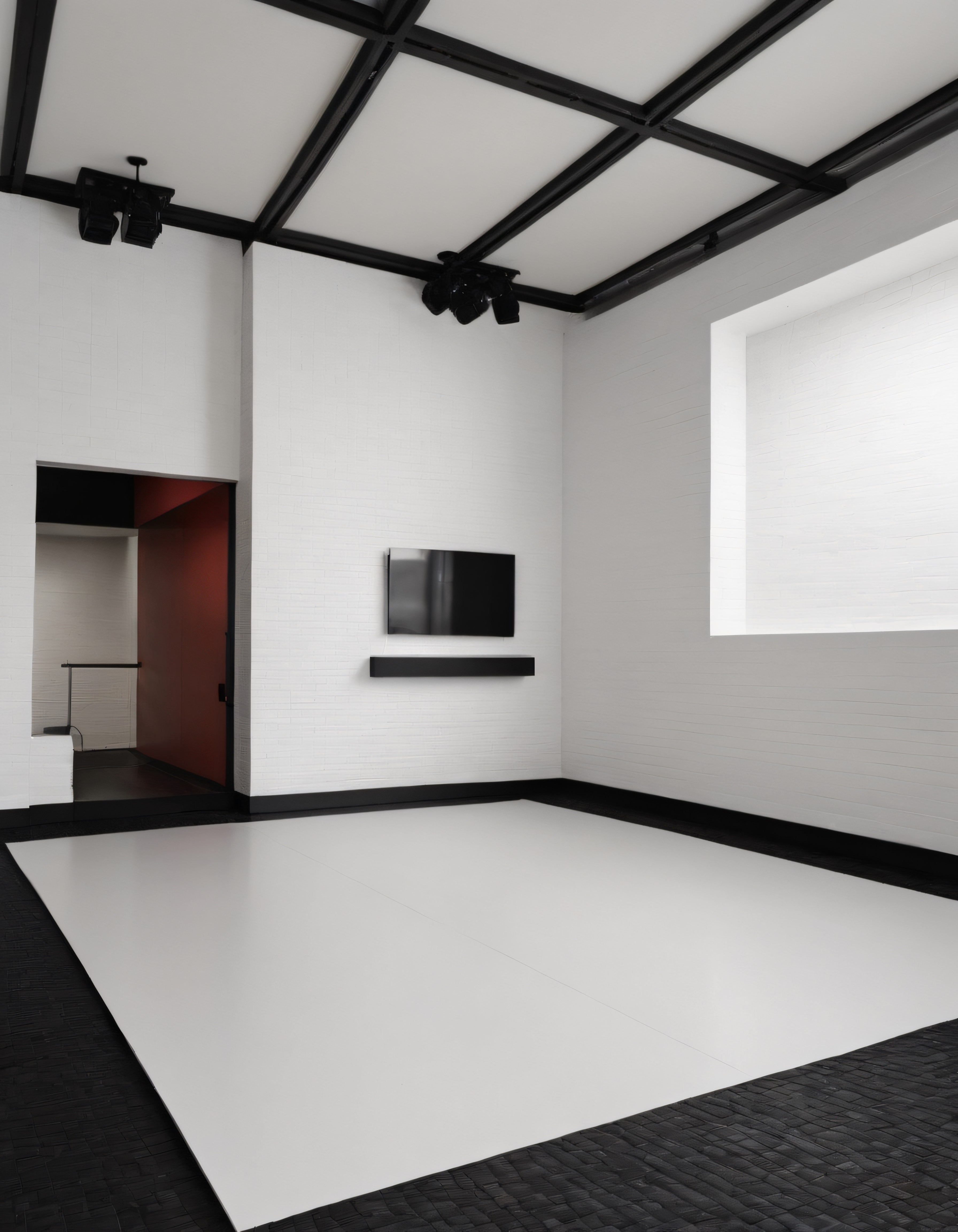 Siyah Beyaz Kontrastlı Modern ve Minimalist Bir Sergi Alanı İç Mekan Tasarımı