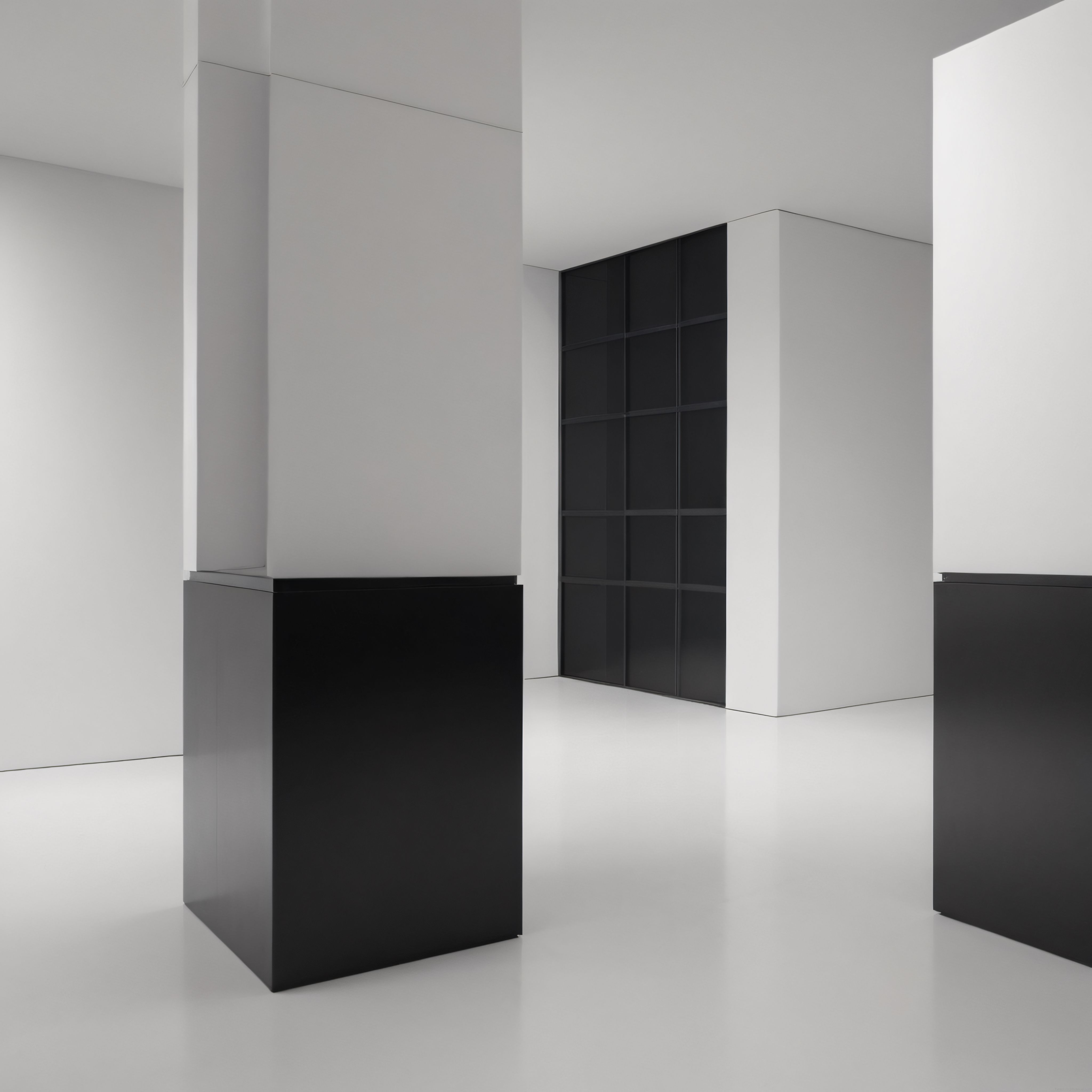 Siyah Beyaz Minimalist İç Mekan Tasarımı ve Geometrik Mimari Detaylar