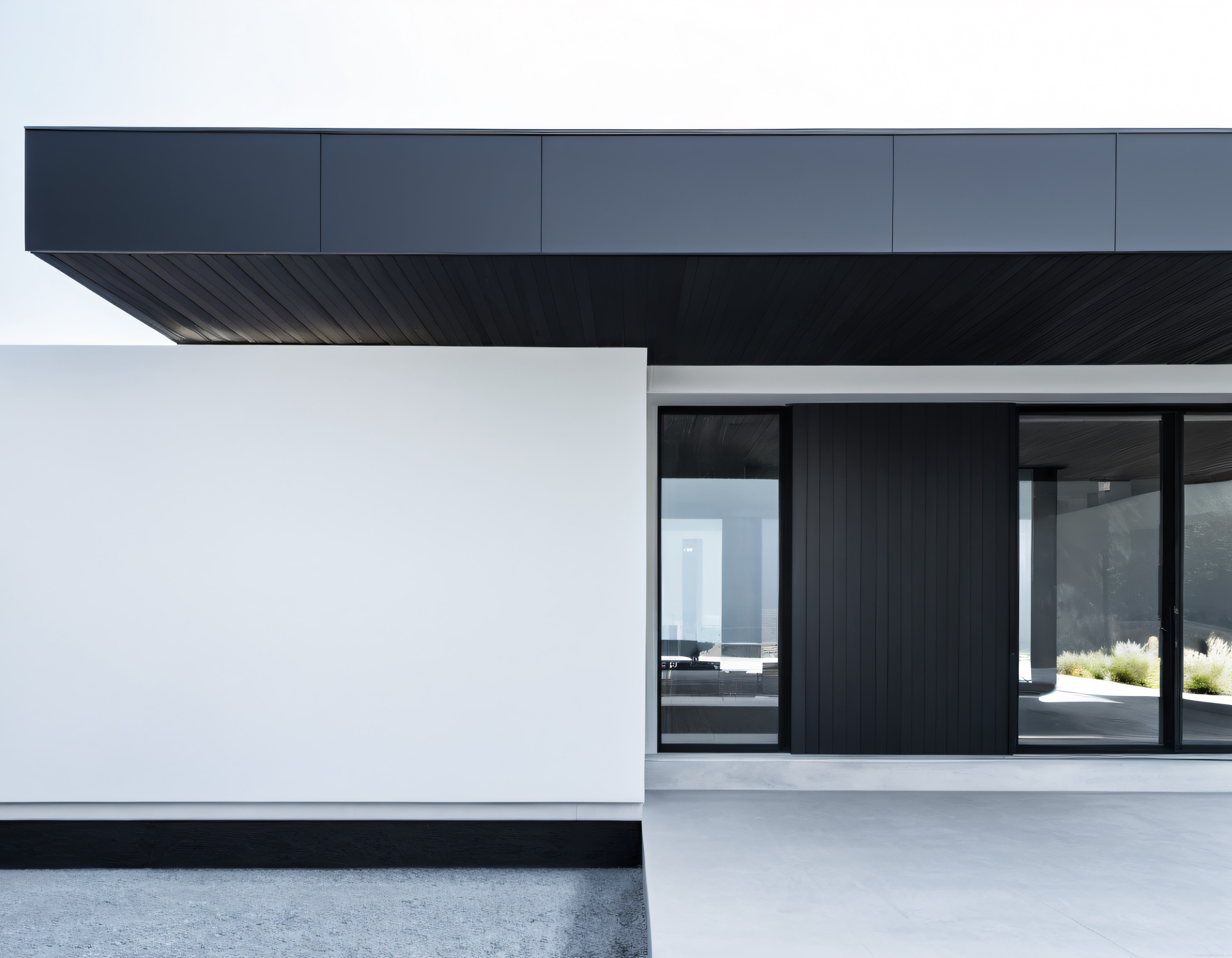 Siyah Beyaz Minimalist Modern Villa Cephesi ve Geometrik Mimari