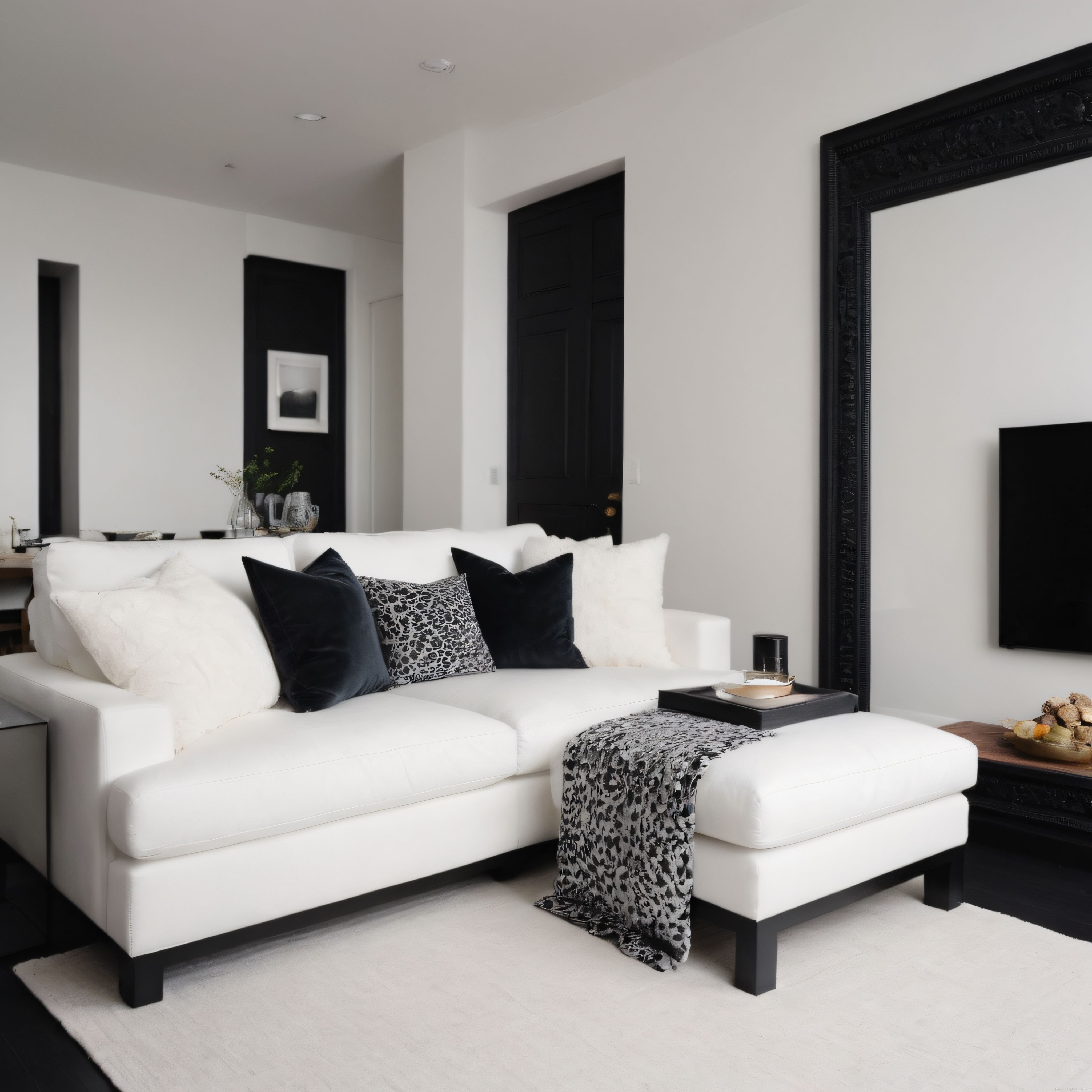 Siyah Beyaz Salon Dekorasyonu ve Minimalist Oturma Odası Tasarımı