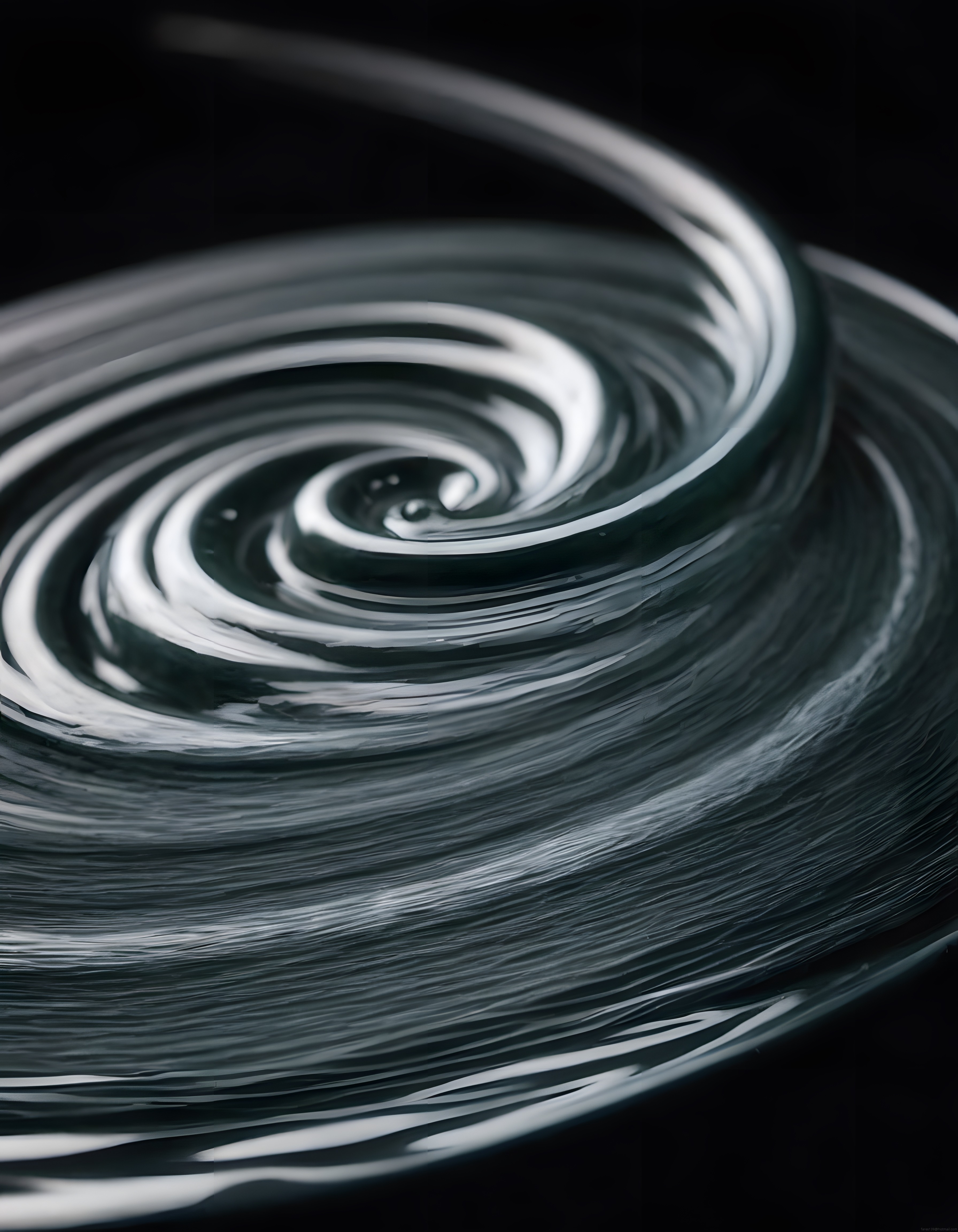 Siyah Beyaz Soyut Sıvı Girdabı: Monokromatik Sanatsal Spiral ve Dalgalı Dokular
