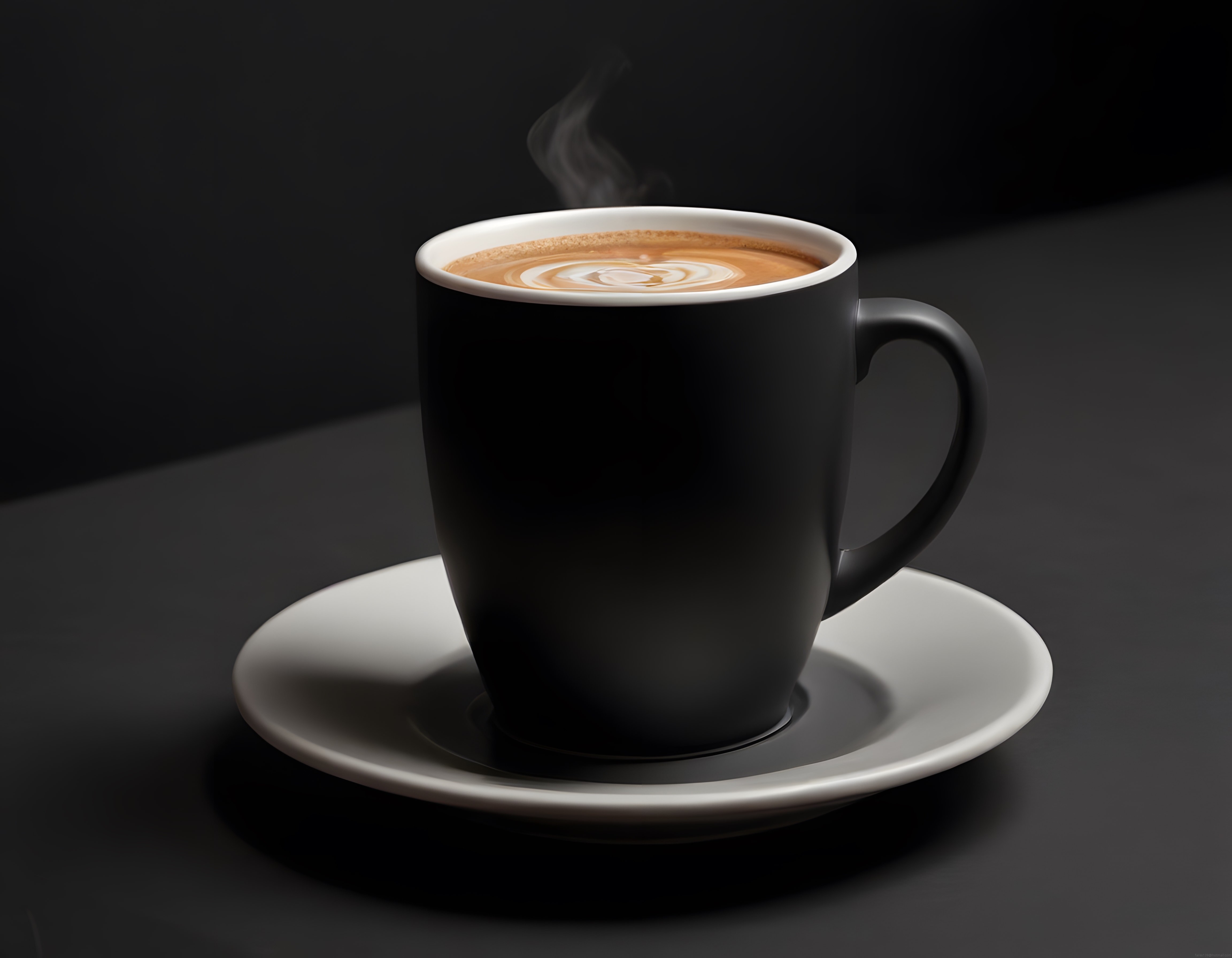 Siyah Fincanda Buharlı Latte Art: Minimal ve Etkileyici Kahve Sunumu