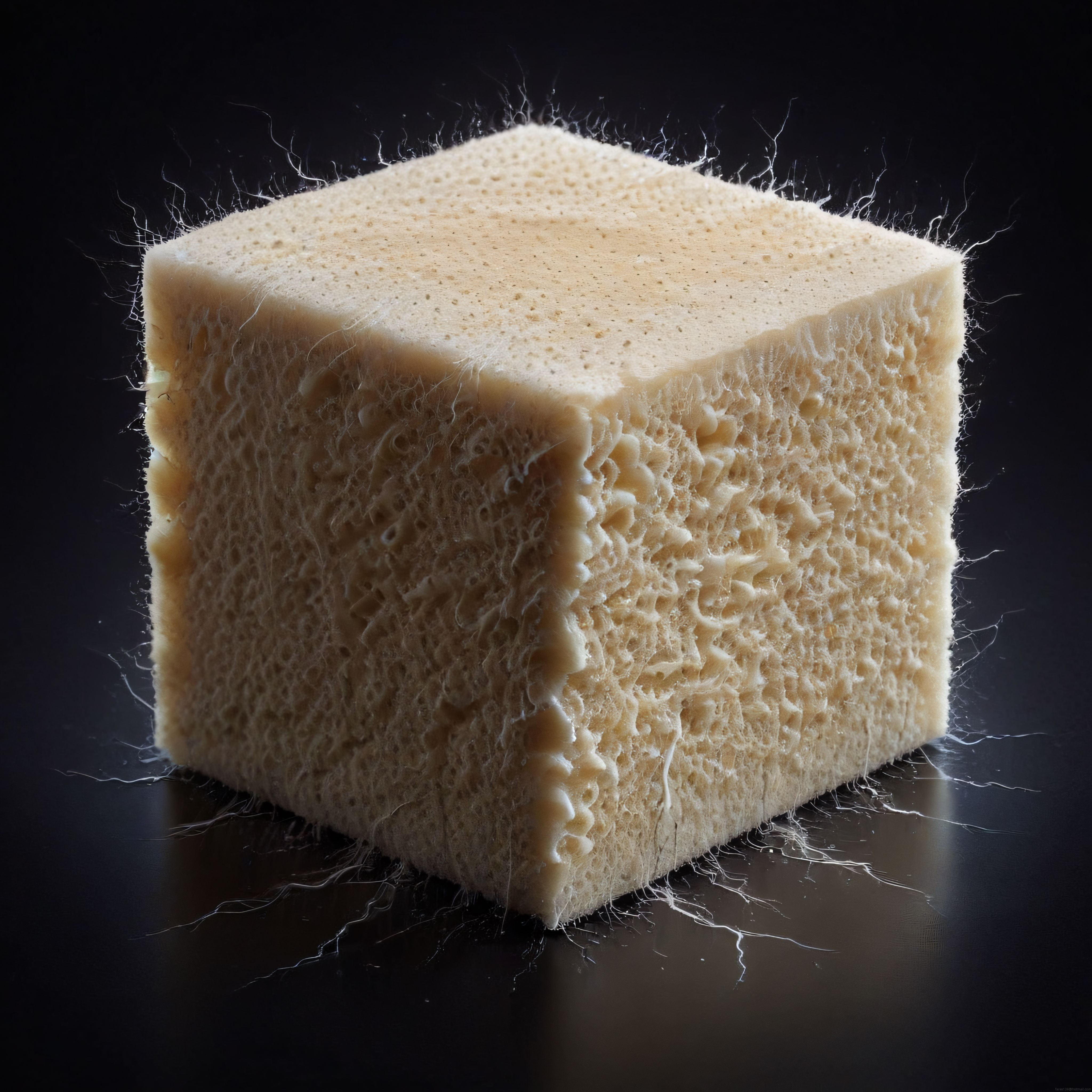 Siyah Fon Üzerinde Doğal Sünger Makro Fotoğraf ve Organik Doku Detayı