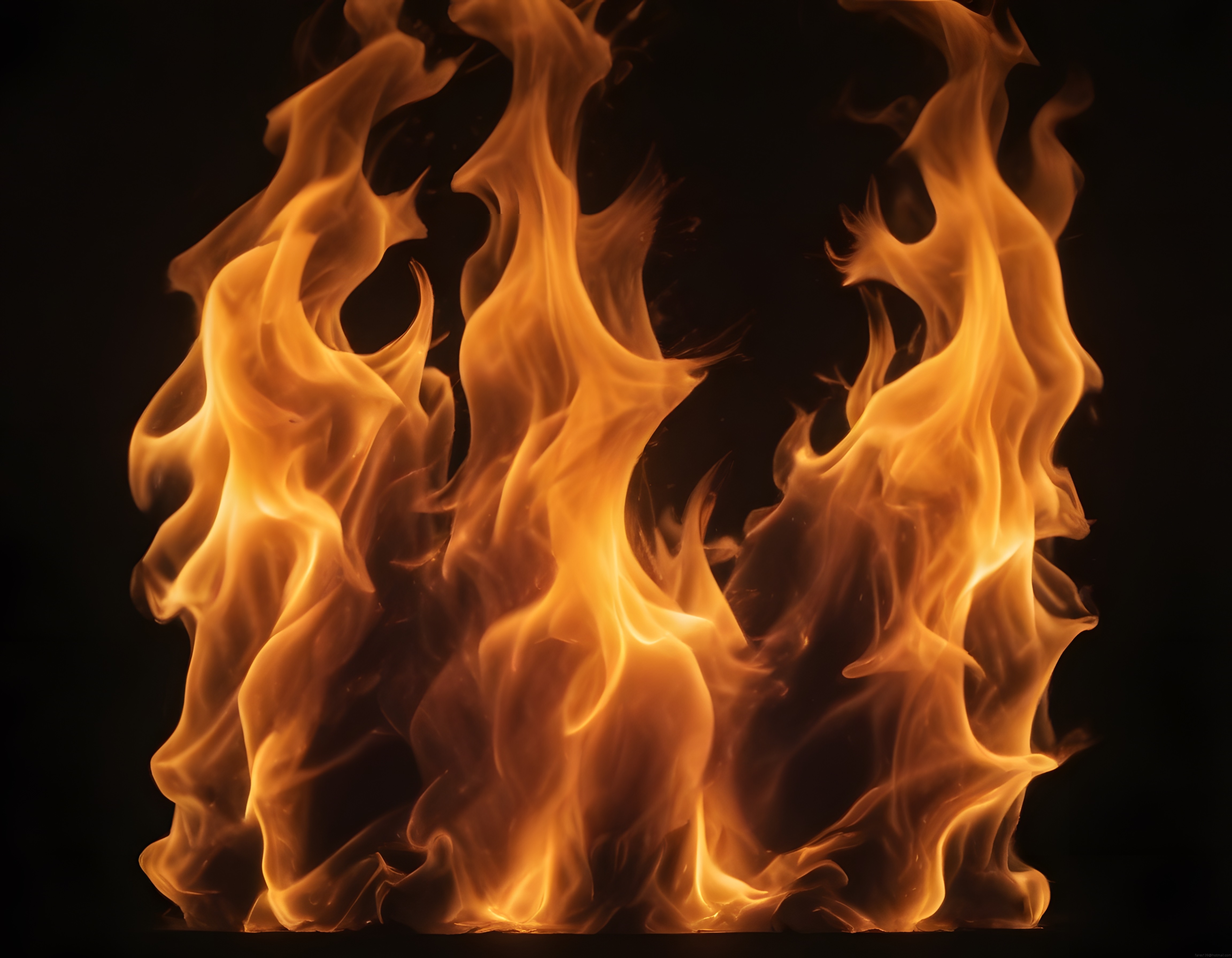 Siyah Fon Üzerinde Yükselen Parlak Turuncu Alevlerin Dramatik Gösterisi