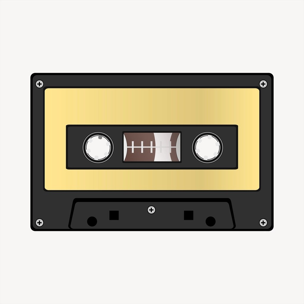Siyah Gövde Altın Sarısı Etiketli Nostaljik Retro Kaset Bandı