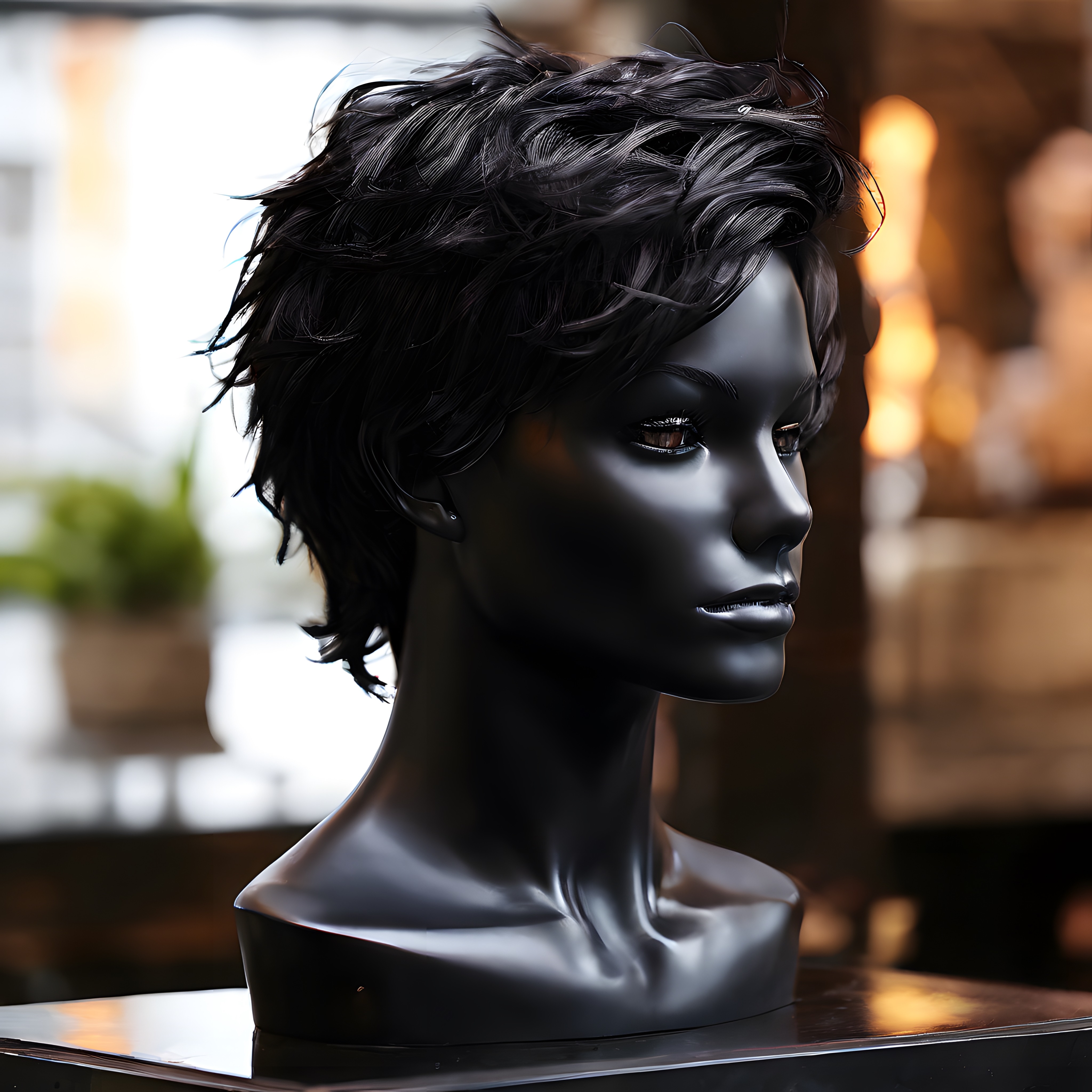 Siyah Manken Üzerinde Modern Dağınık Kısa Erkek Saç Modeli ve Stil Detayları