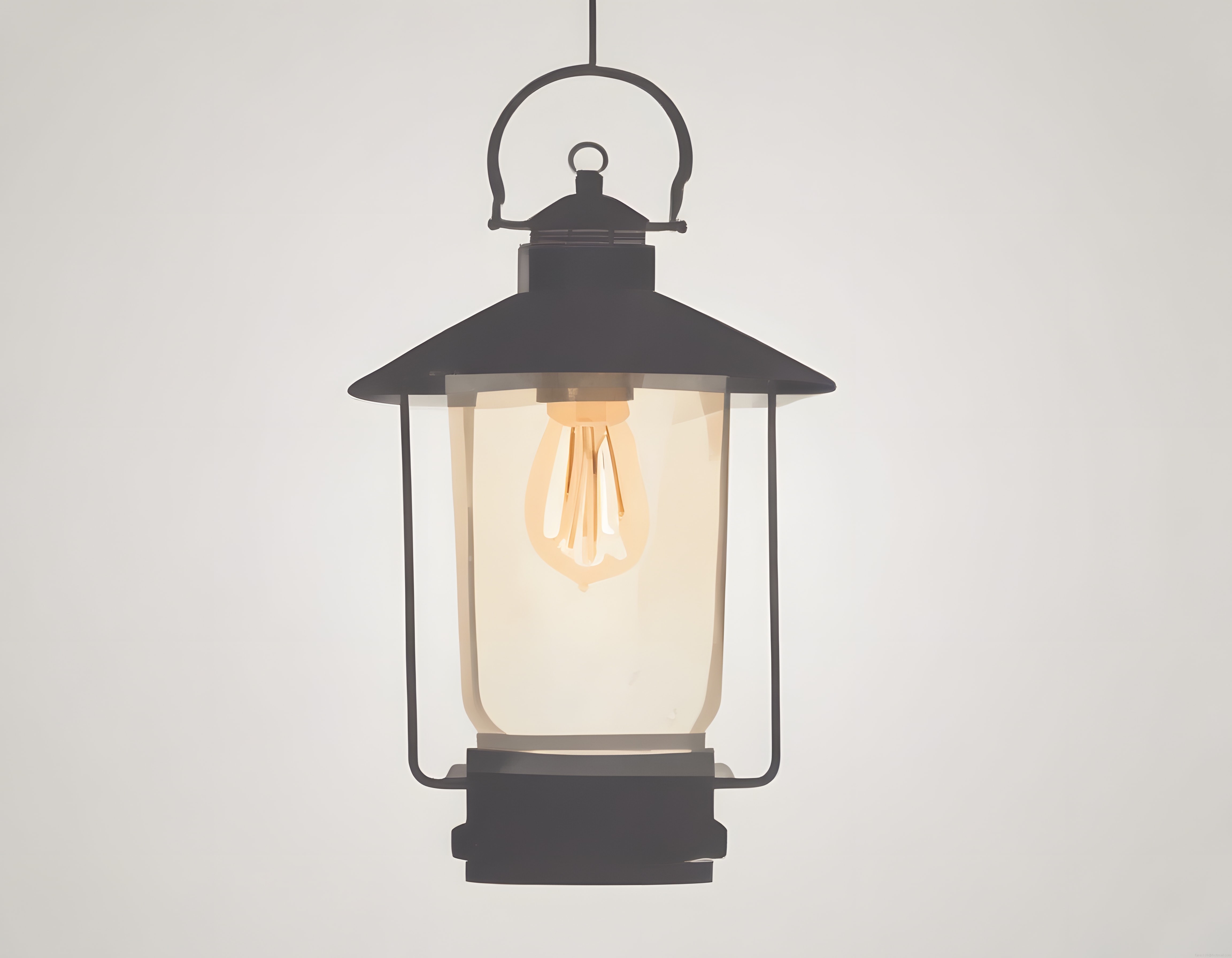 Siyah Metal Çerçeveli Sarkıt Fener ve Vintage Edison Ampül Aydınlatması