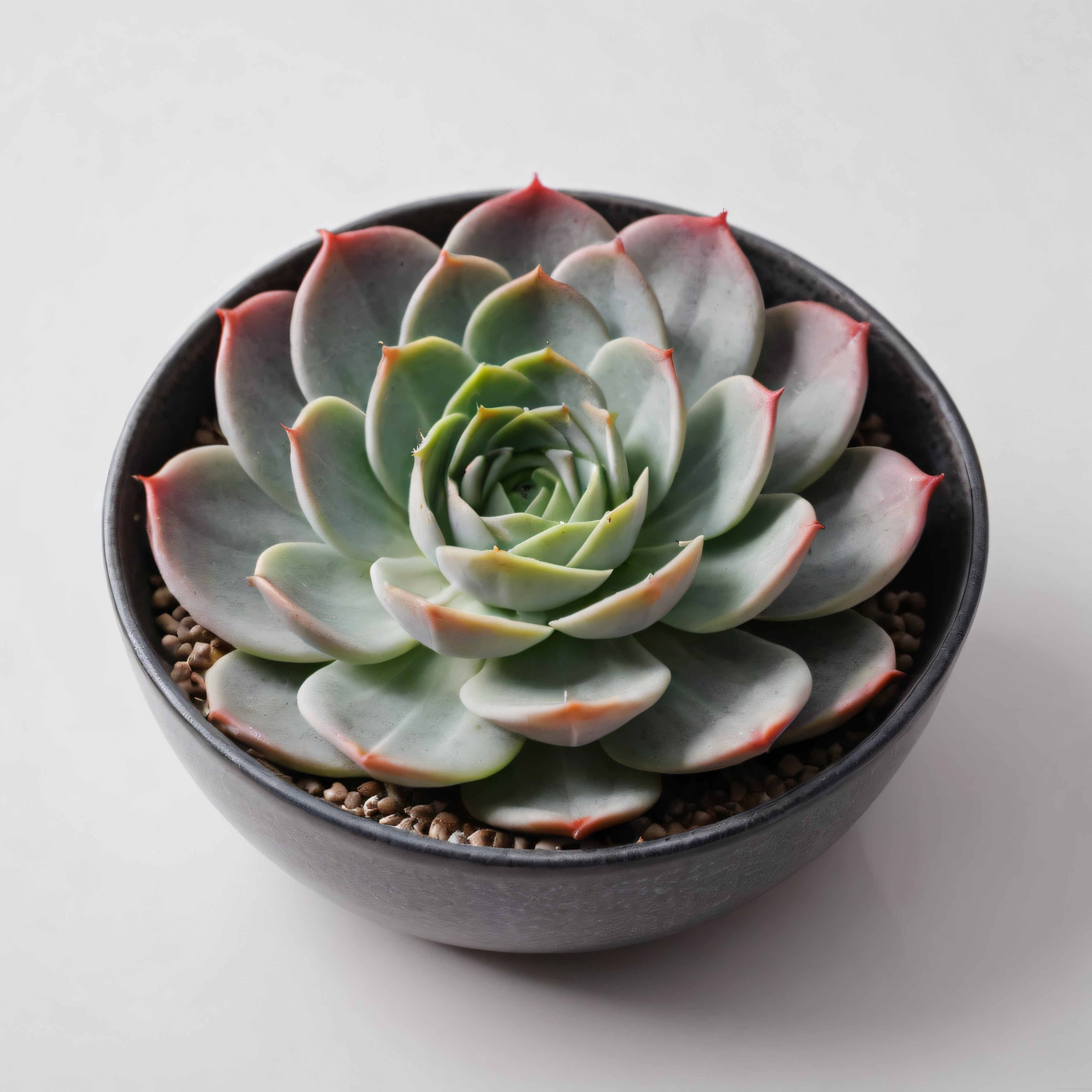 Siyah Saksıda Echeveria Sukulent ile Minimalist İç Mekan Dekoru