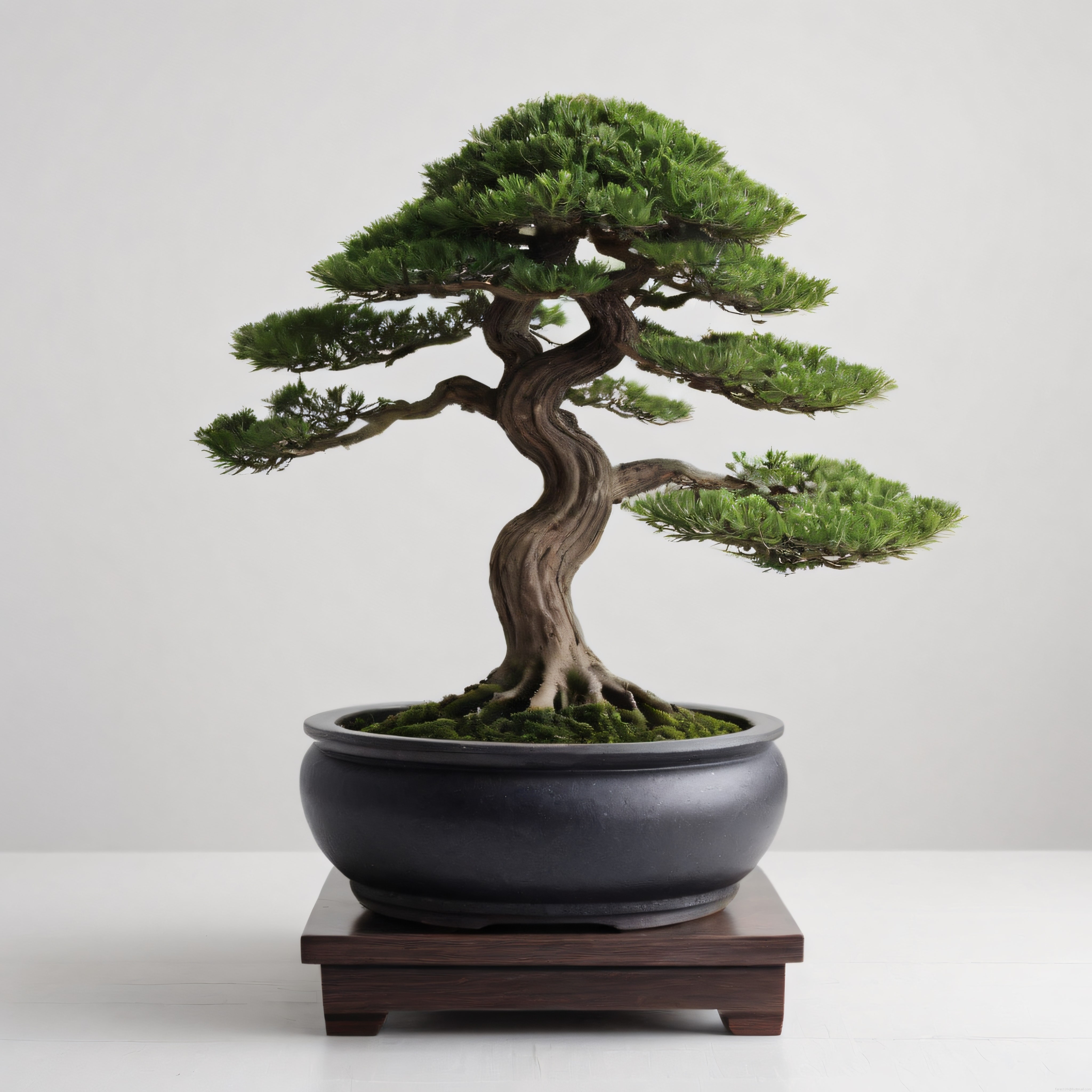 Siyah Saksıda Sergilenen Kıvrımlı Gövdeli Yaşlı Bonsai Ağacı Siyah Saksıda Sergilenen Kıvrımlı Gövdeli Yaşlı Bonsai Ağacı
