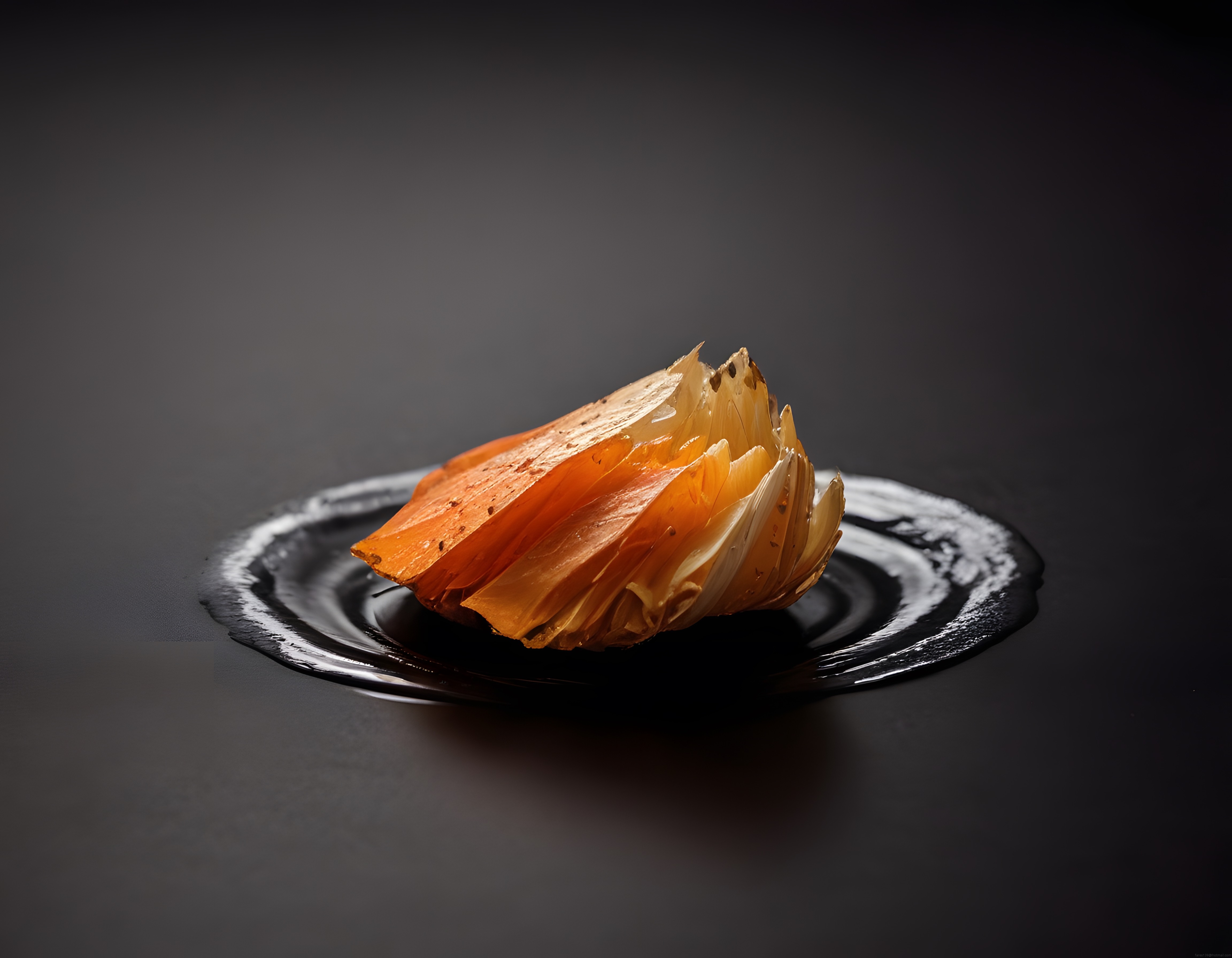 Siyah Tabakta Sanatsal Tatlı Sunumu: Modern Gastronomi ve Minimalist Şef Mutfak