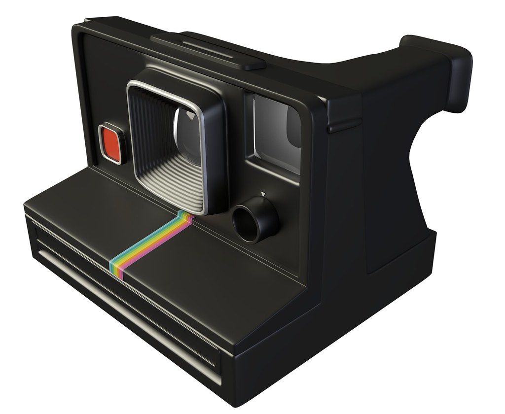 Siyah Vintage Polaroid Anlık Kamera ve Retro Fotoğraf Makinesi