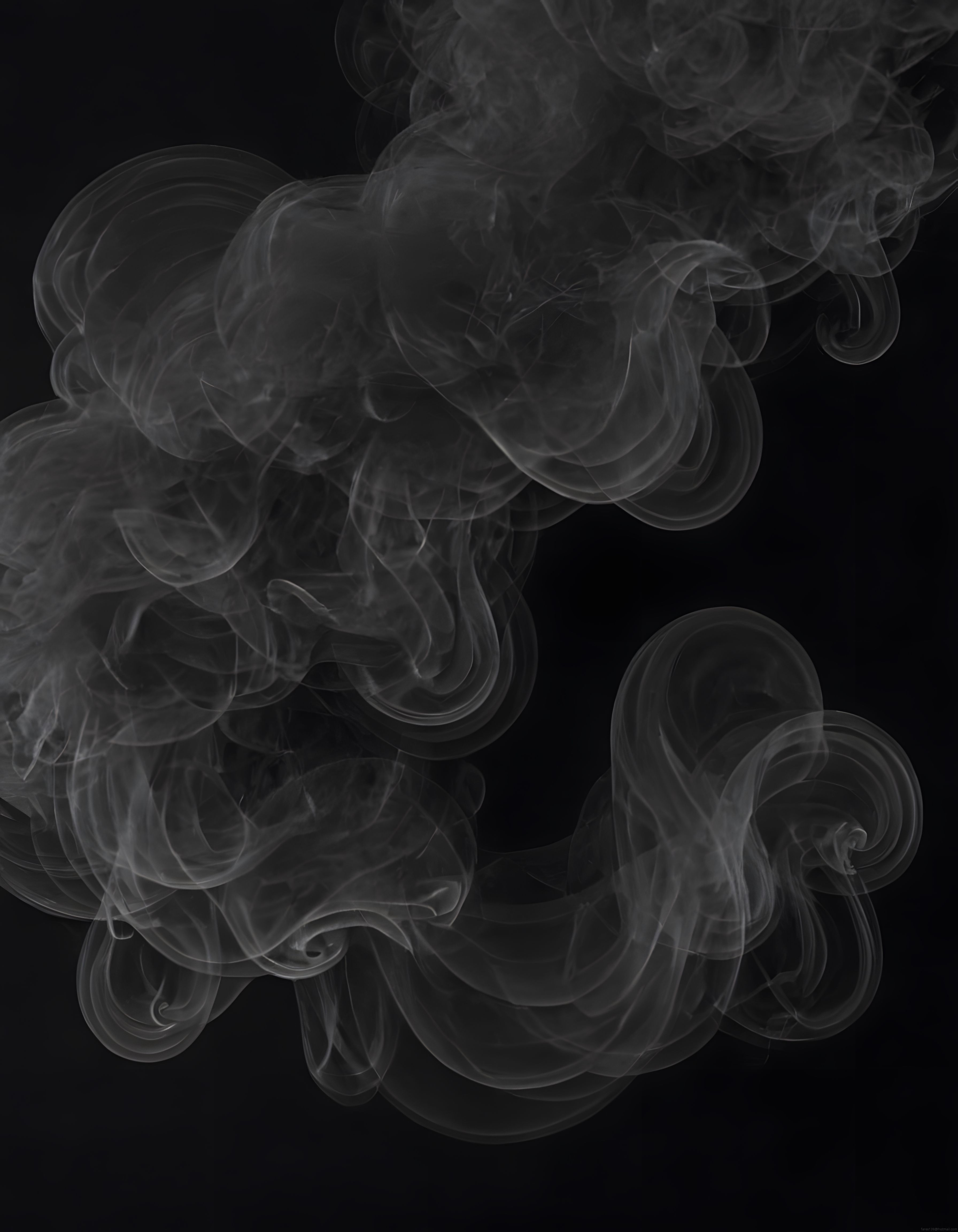 Siyah Zemin Üzerinde Gizemli Beyaz Duman Bulutları ve Soyut Arka Plan