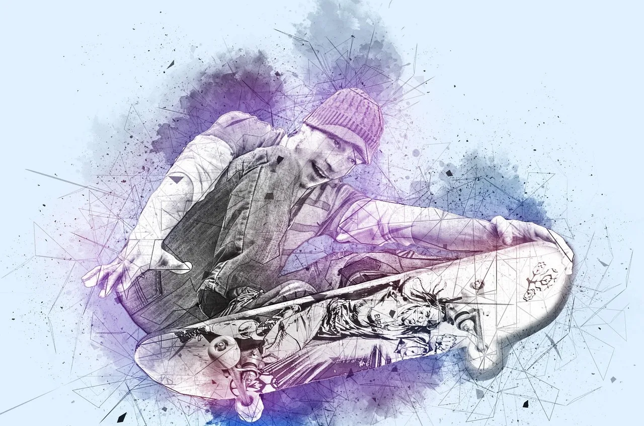 Skateboardlu genç erkek salto - aksiyon