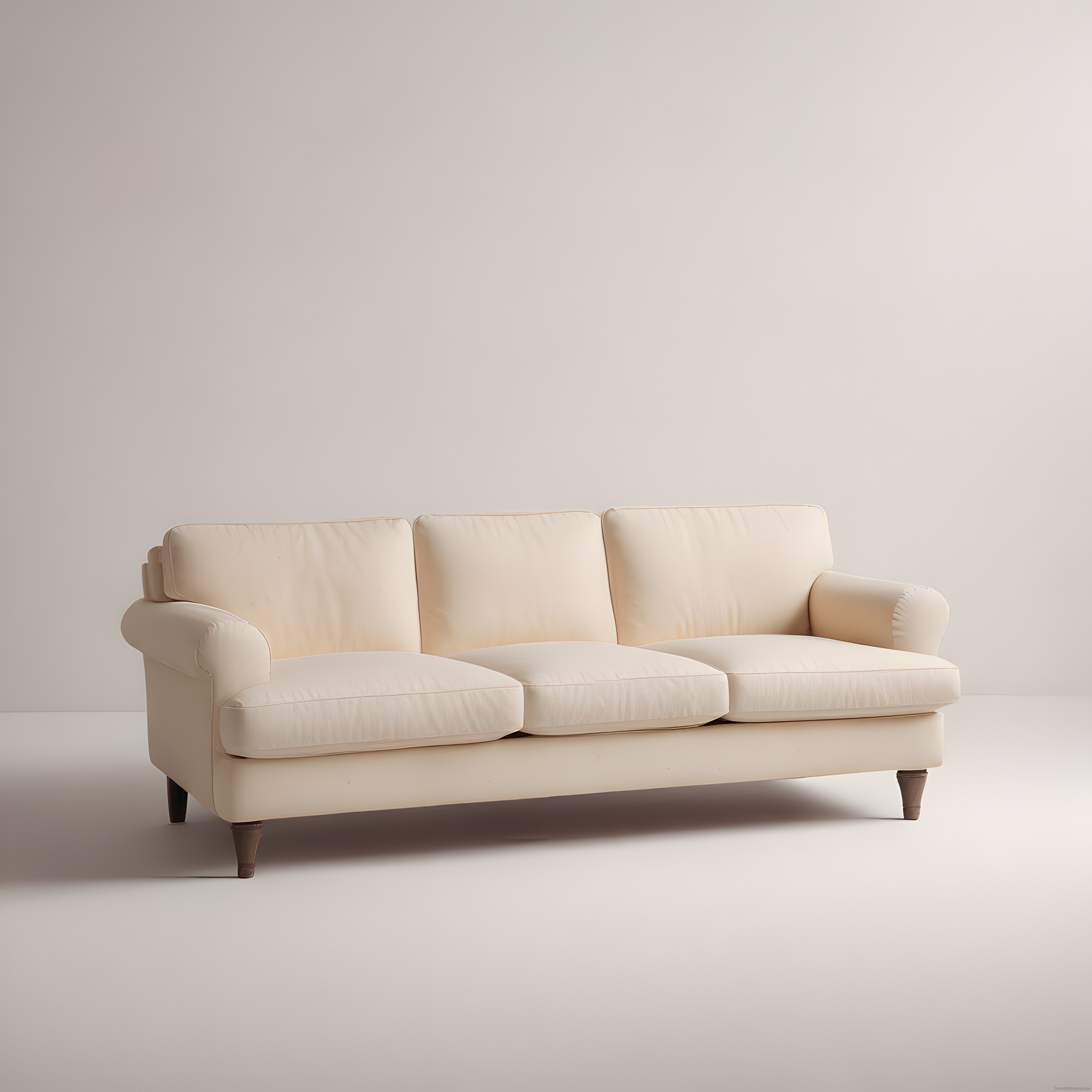 Soft Bej Tonlarında Minimalist Dekorasyon İçin Klasik Üçlü Kanepe